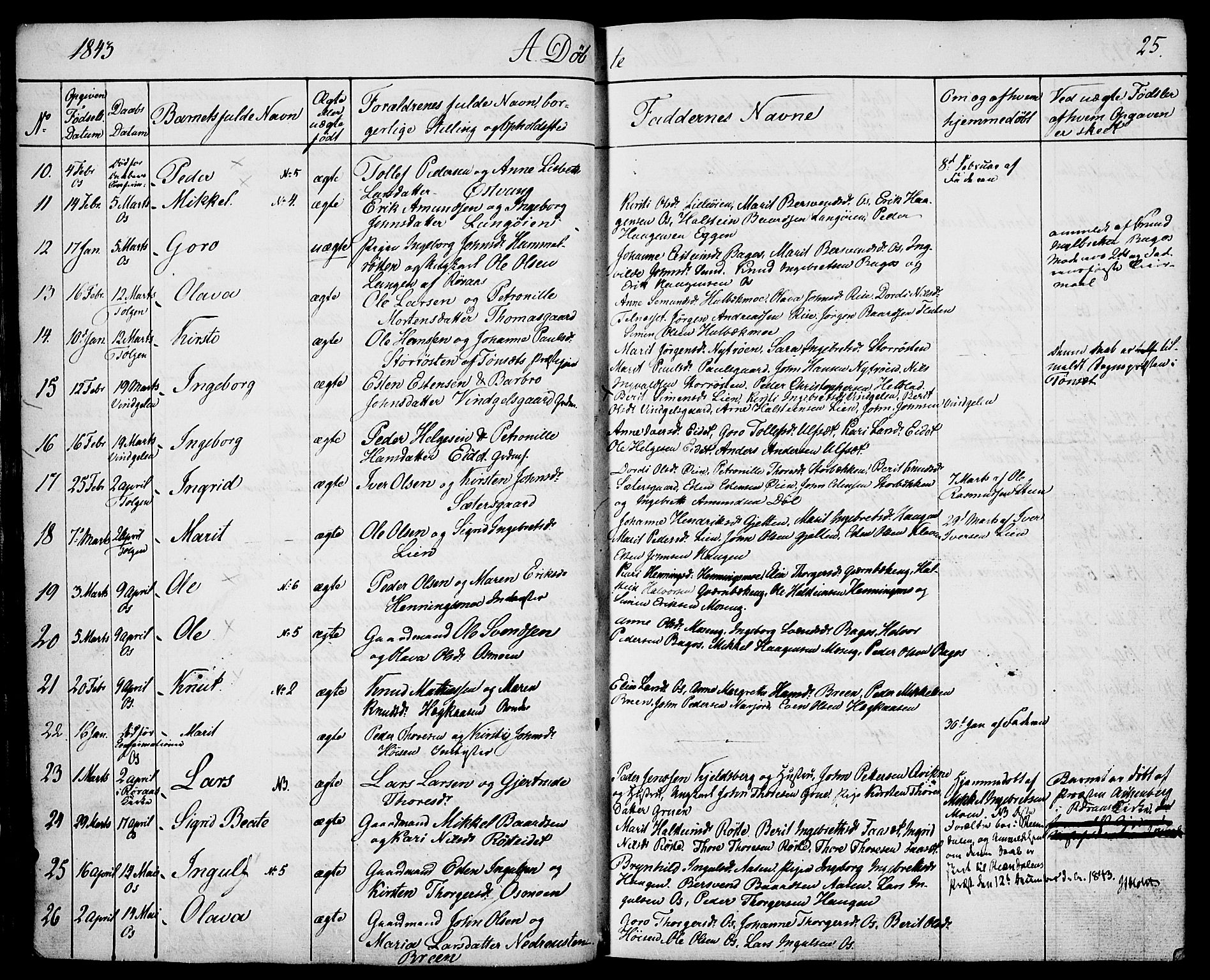 Tolga prestekontor, SAH/PREST-062/K/L0005: Parish register (official) no. 5, 1836-1852, p. 25
