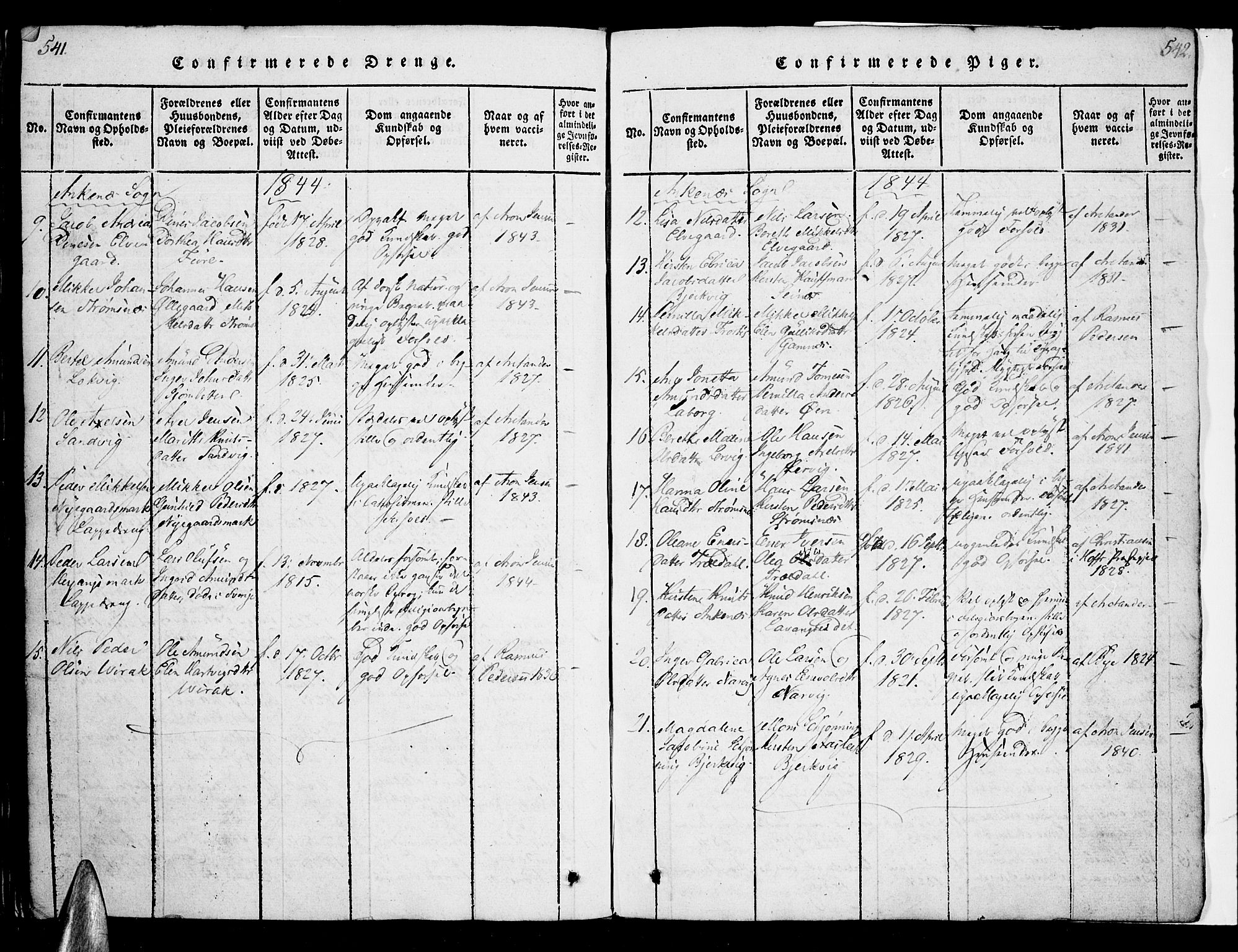 Ministerialprotokoller, klokkerbøker og fødselsregistre - Nordland, AV/SAT-A-1459/863/L0894: Parish register (official) no. 863A06, 1821-1851, p. 541-542