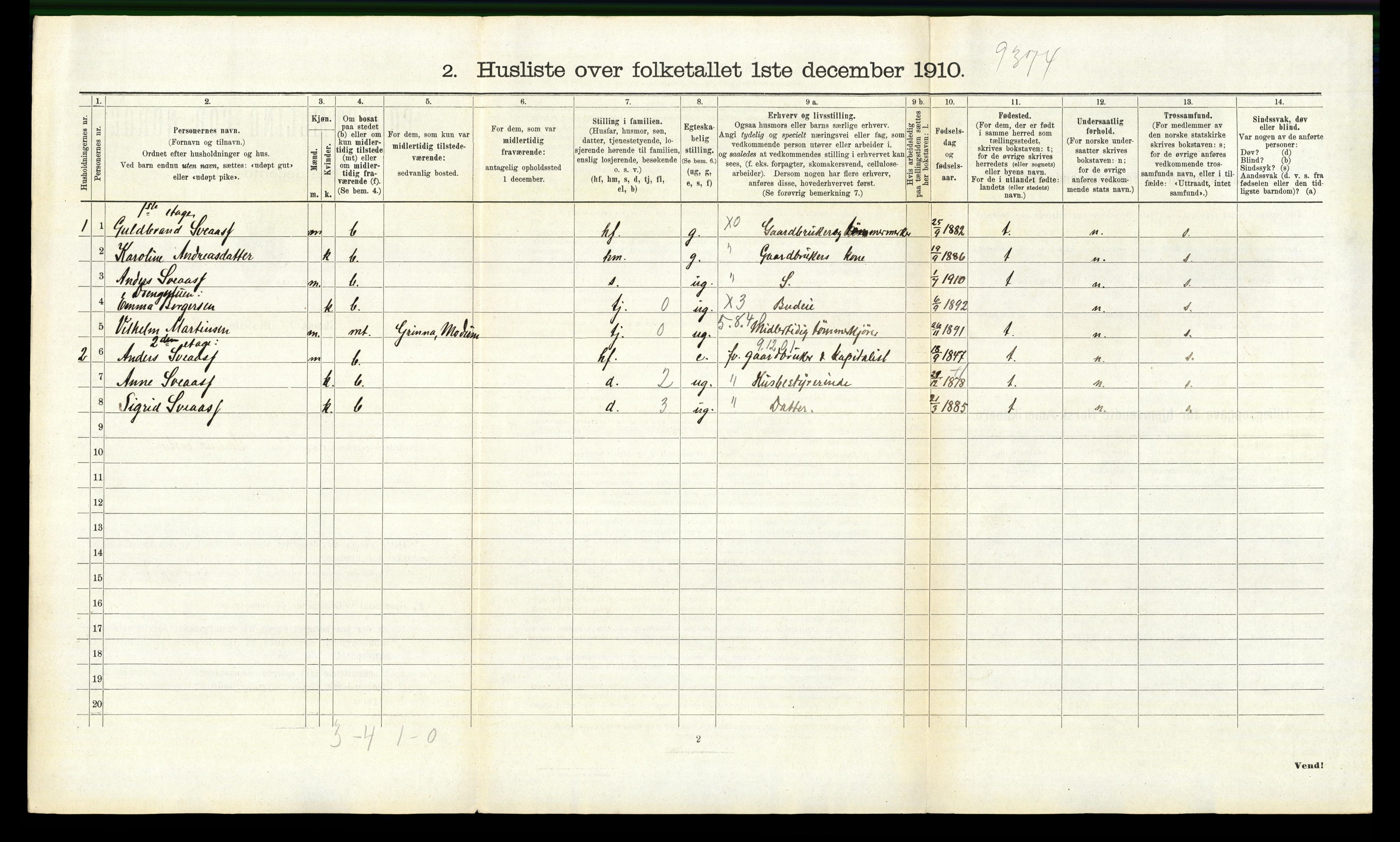 RA, 1910 census for Modum, 1910, p. 3513