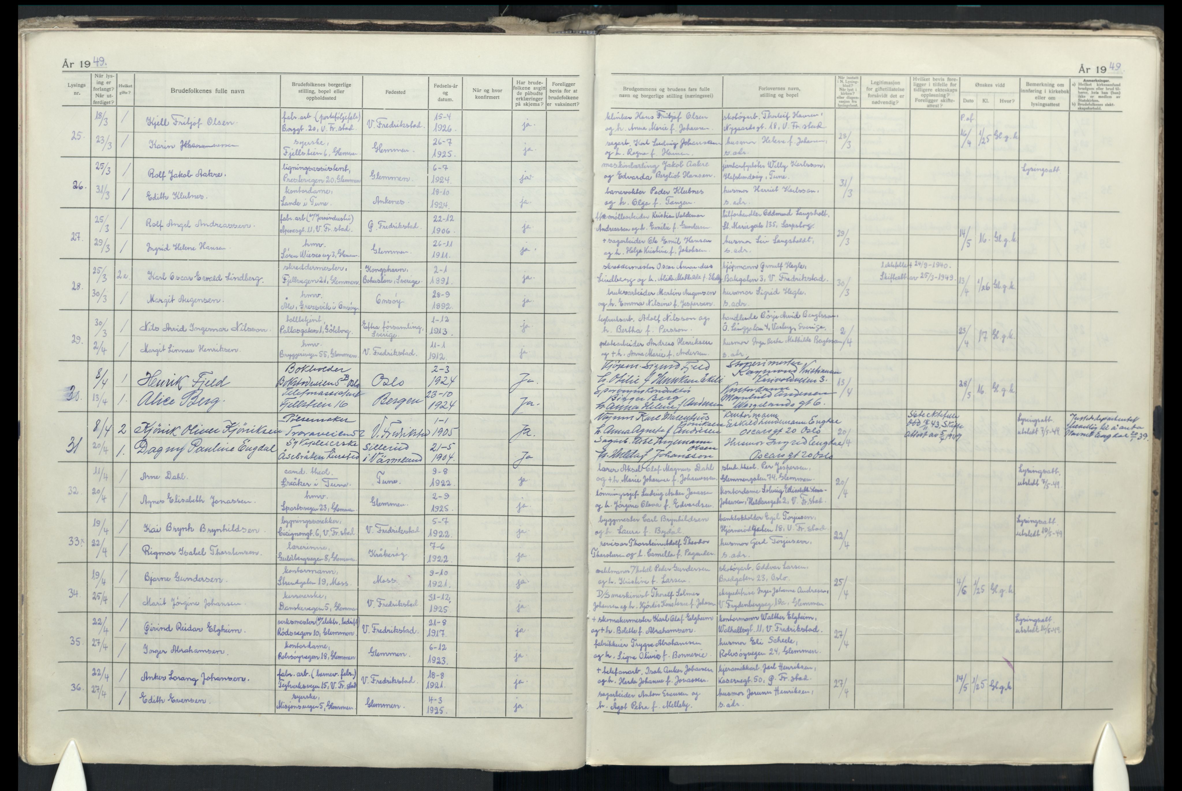 Glemmen prestekontor Kirkebøker, AV/SAO-A-10908/H/Ha/L0004: Banns register no. 4, 1942-1965