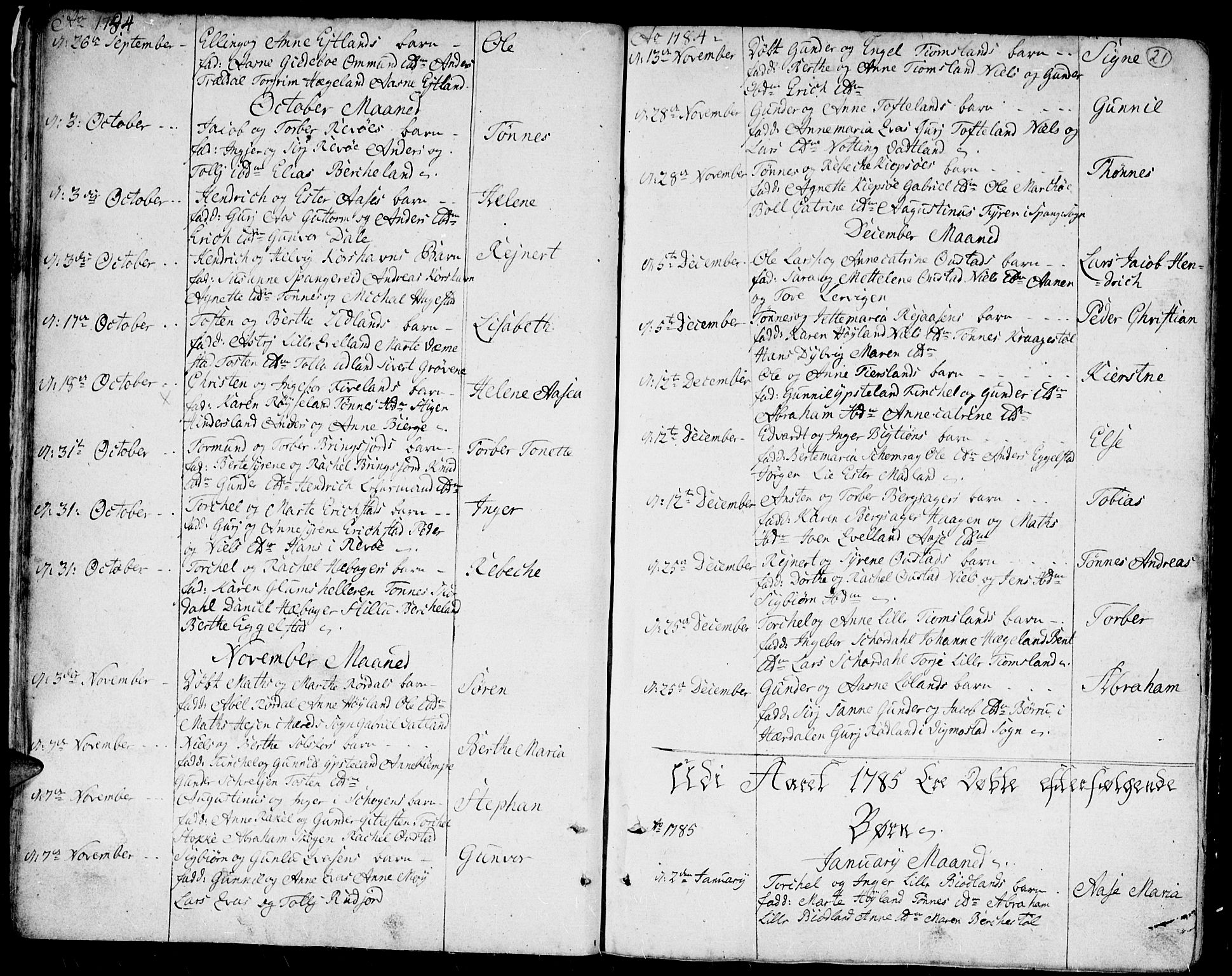 Lyngdal sokneprestkontor, SAK/1111-0029/F/Fa/Fac/L0004: Parish register (official) no. A 4, 1780-1815, p. 21