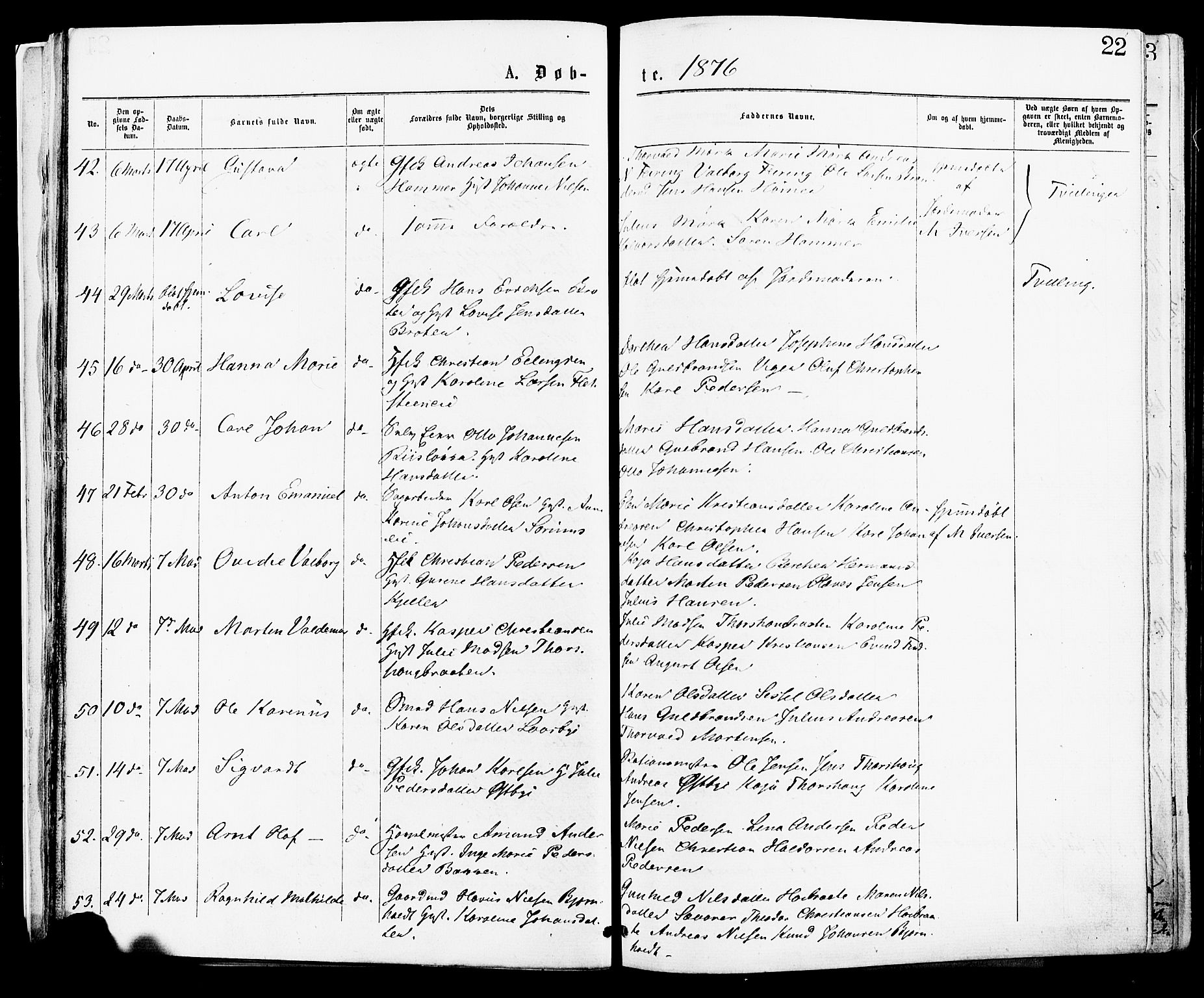 Skedsmo prestekontor Kirkebøker, AV/SAO-A-10033a/F/Fa/L0012: Parish register (official) no. I 12, 1876-1883, p. 22