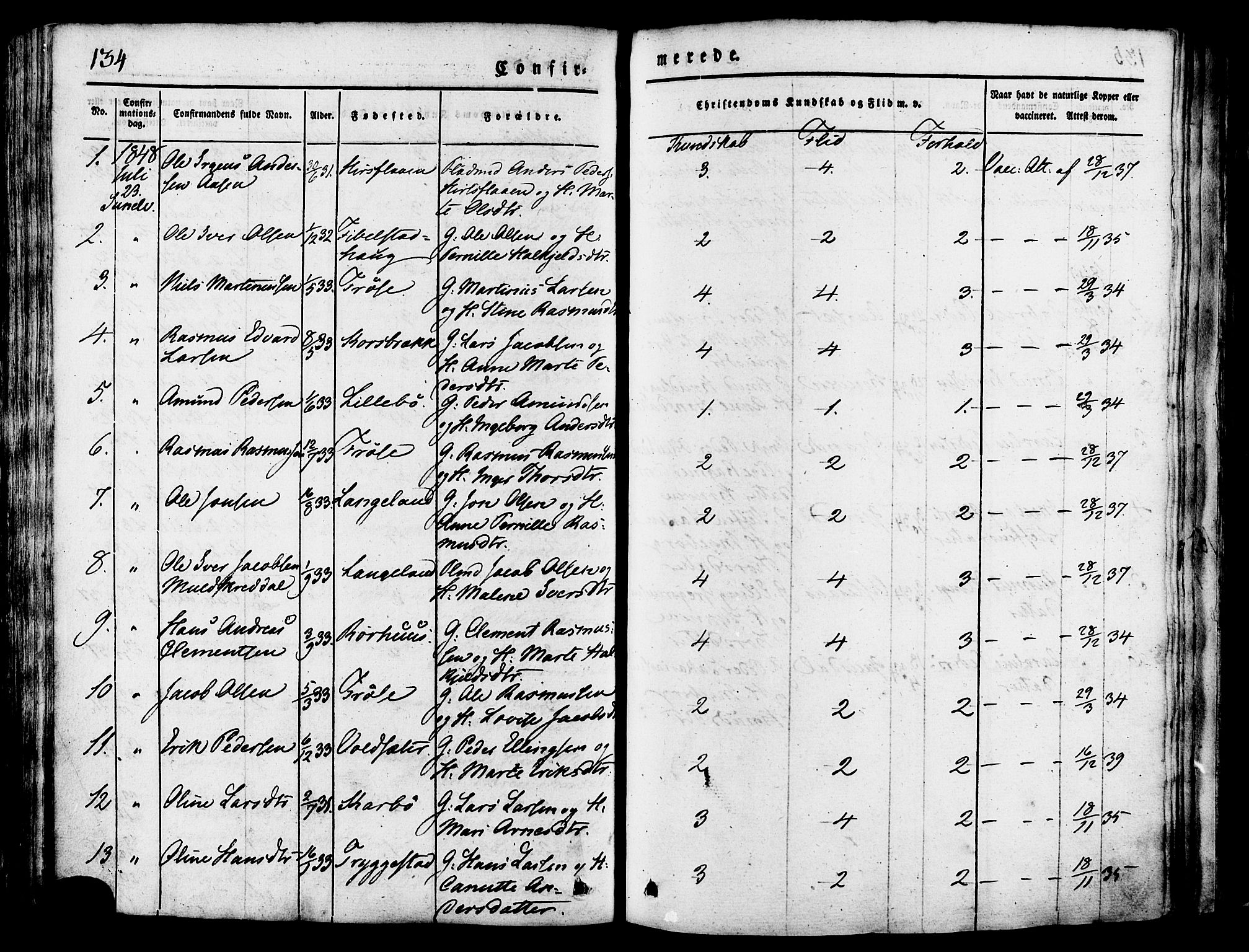 Ministerialprotokoller, klokkerbøker og fødselsregistre - Møre og Romsdal, AV/SAT-A-1454/517/L0221: Parish register (official) no. 517A01, 1827-1858, p. 134