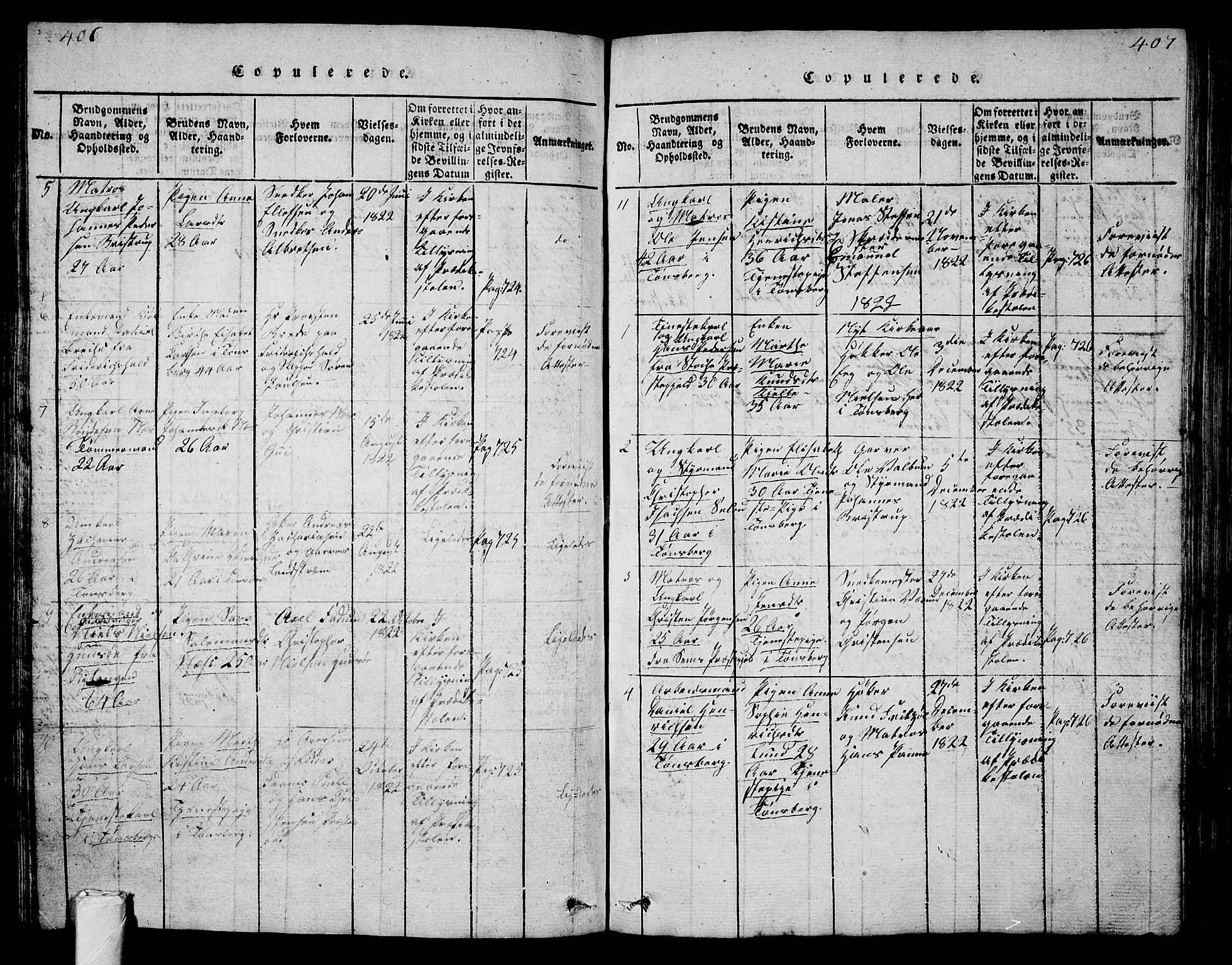Tønsberg kirkebøker, AV/SAKO-A-330/G/Ga/L0001: Parish register (copy) no. 1, 1813-1826, p. 406-407