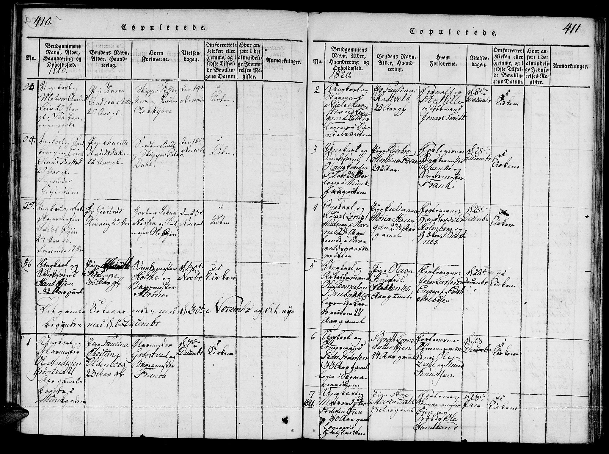 Ministerialprotokoller, klokkerbøker og fødselsregistre - Sør-Trøndelag, SAT/A-1456/601/L0043: Parish register (official) no. 601A11, 1815-1821, p. 410-411