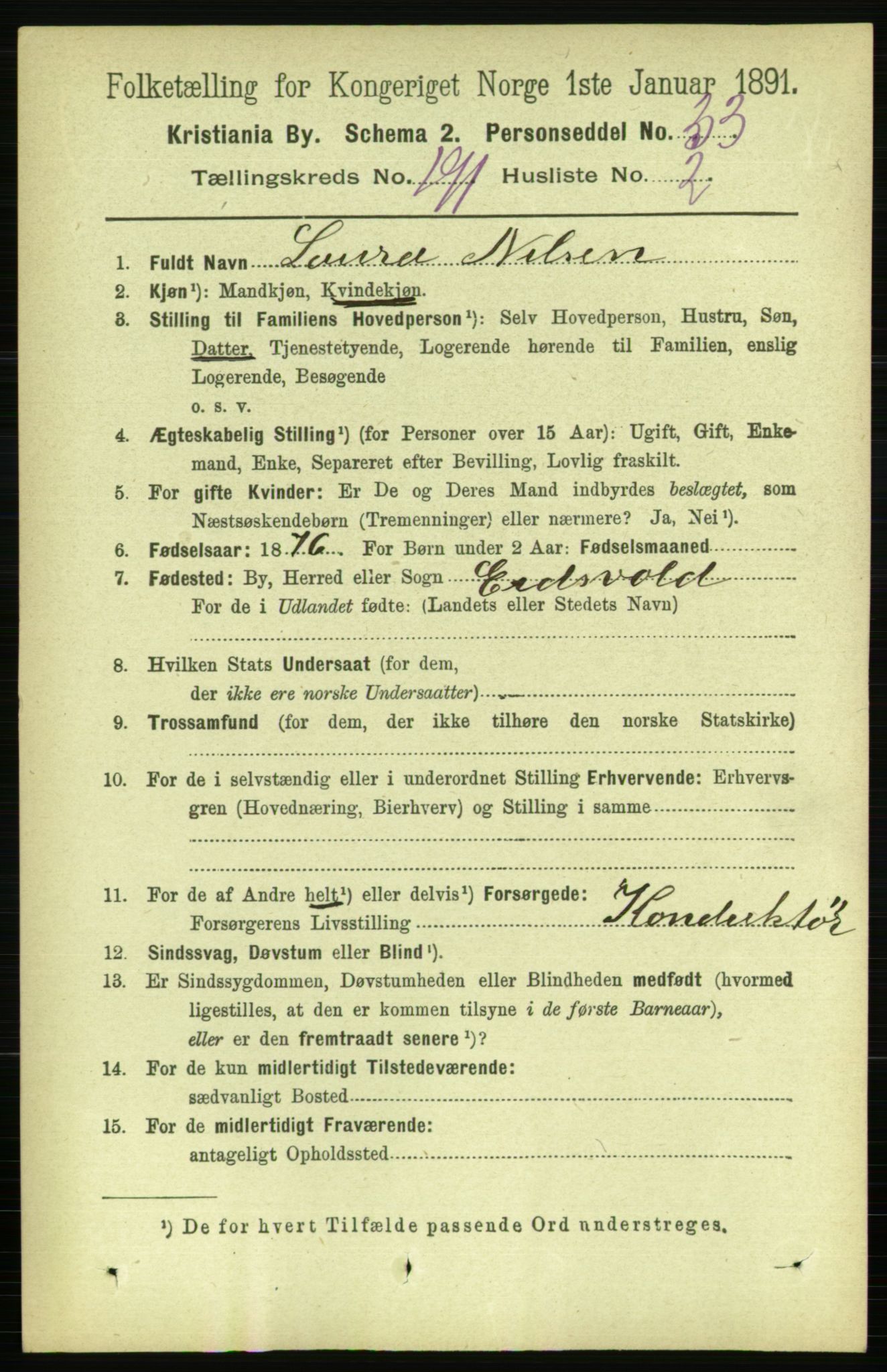 RA, 1891 census for 0301 Kristiania, 1891, p. 114701