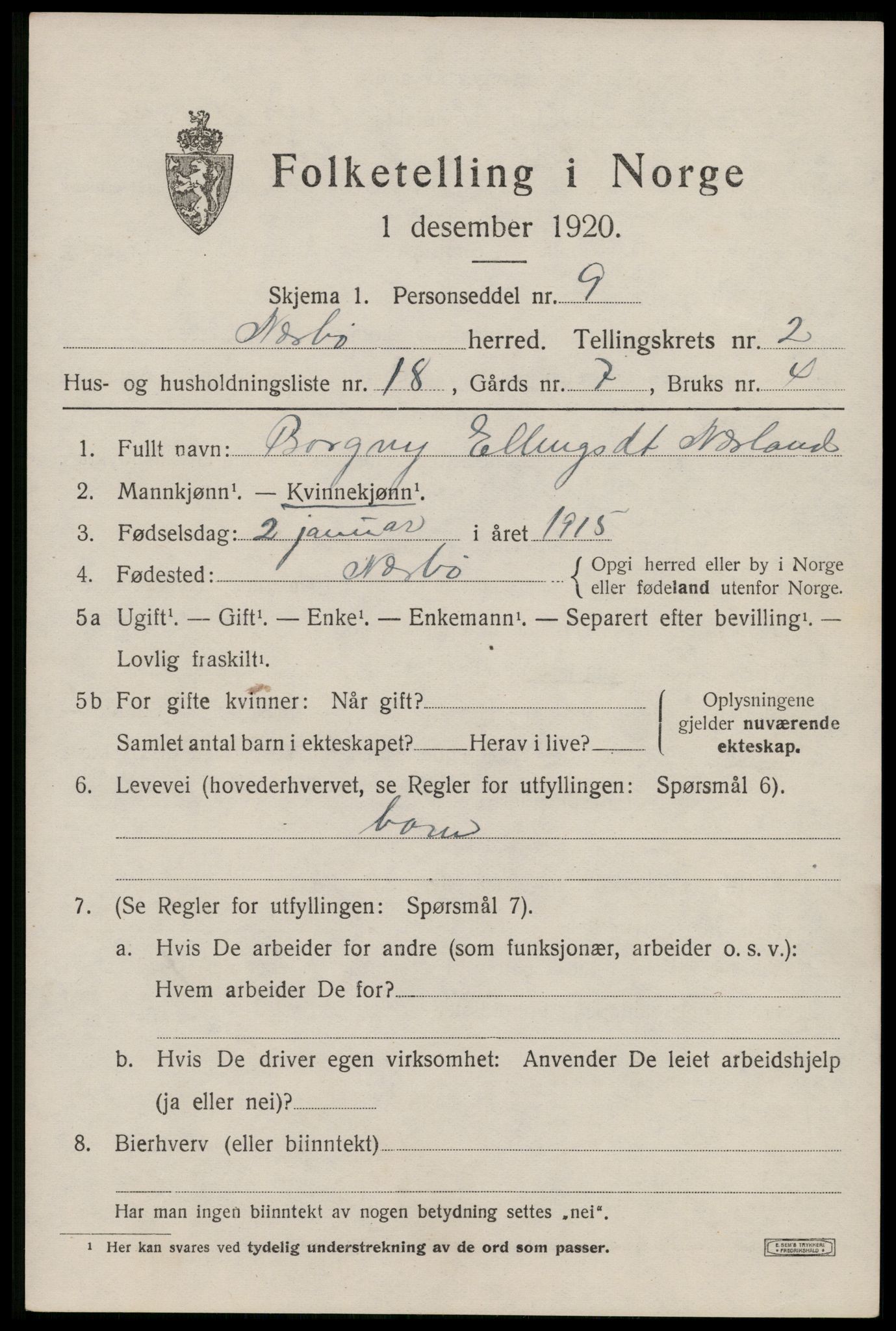 SAST, 1920 census for Nærbø, 1920, p. 1653