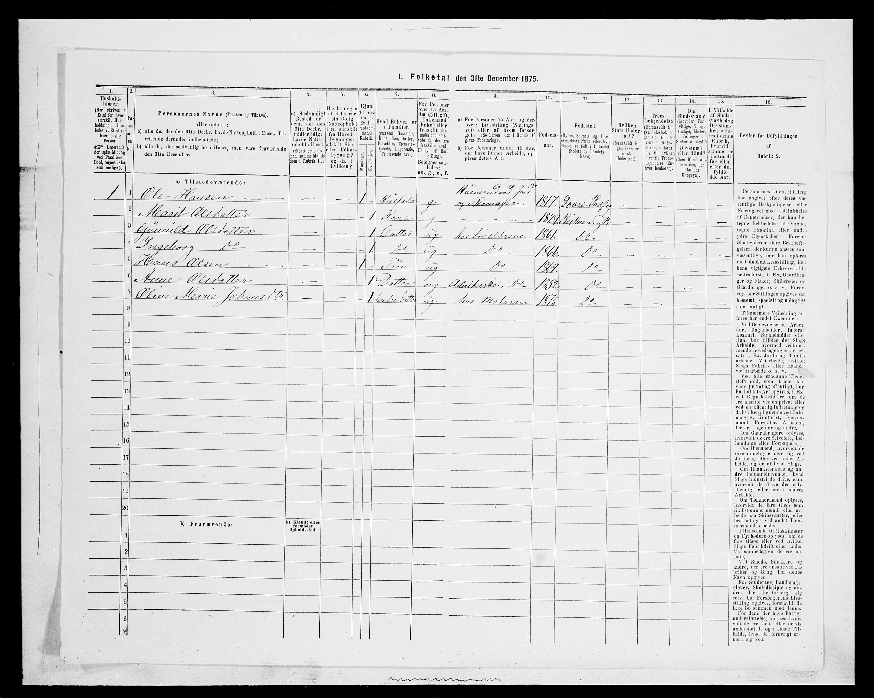 SAH, 1875 census for 0440P Kvikne, 1875, p. 136