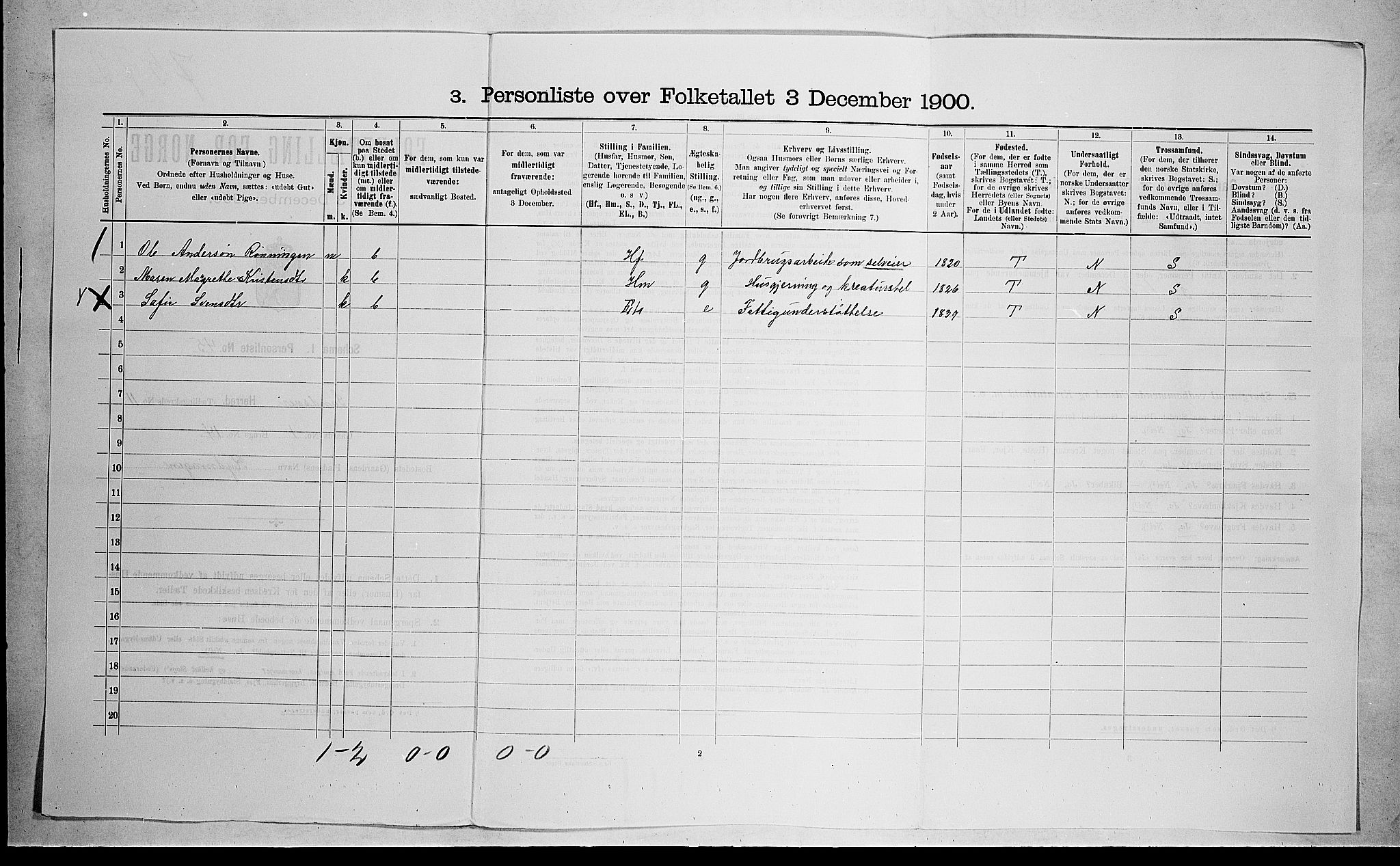 RA, 1900 census for Sandsvær, 1900, p. 1613