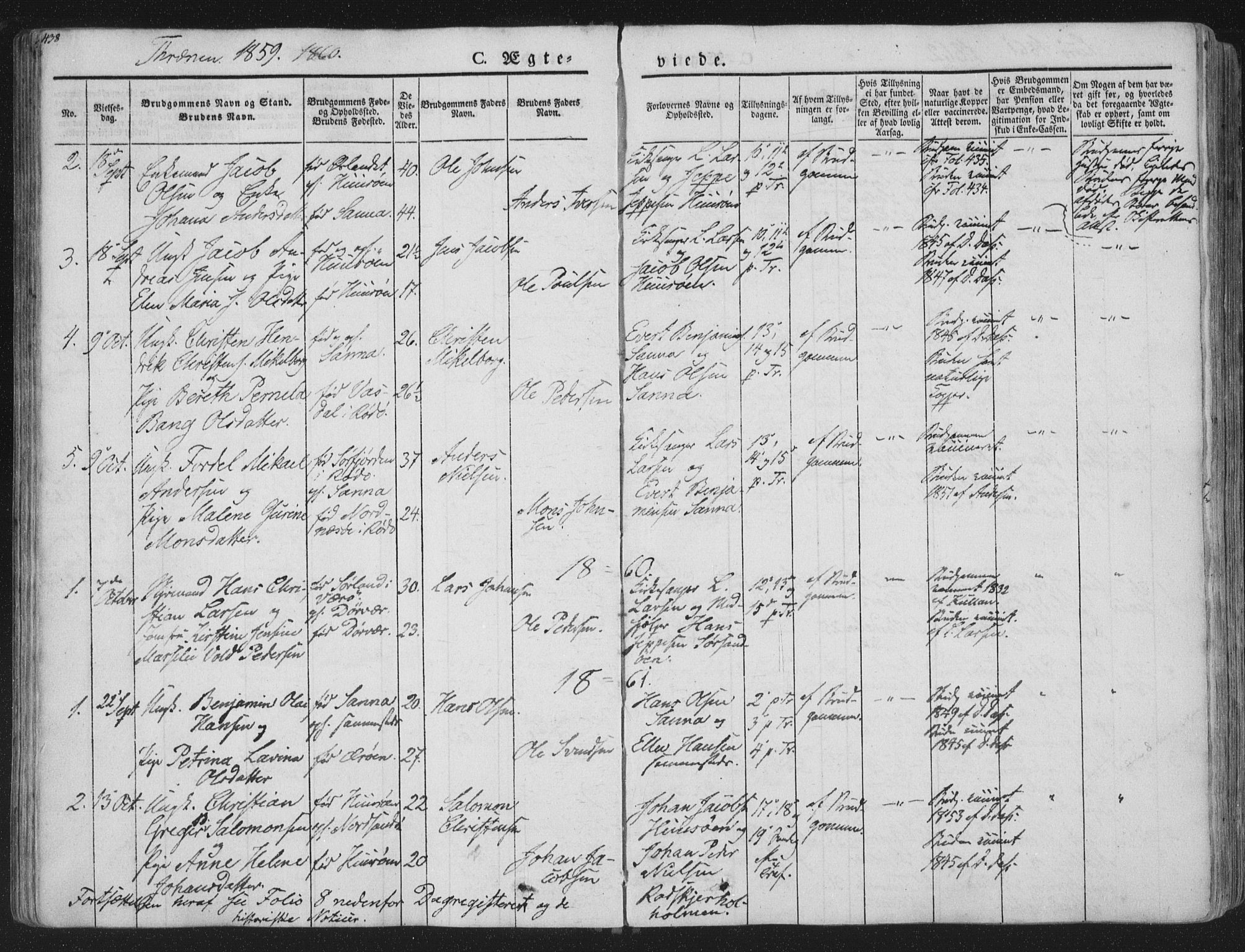 Ministerialprotokoller, klokkerbøker og fødselsregistre - Nordland, SAT/A-1459/839/L0566: Parish register (official) no. 839A03, 1825-1862, p. 438