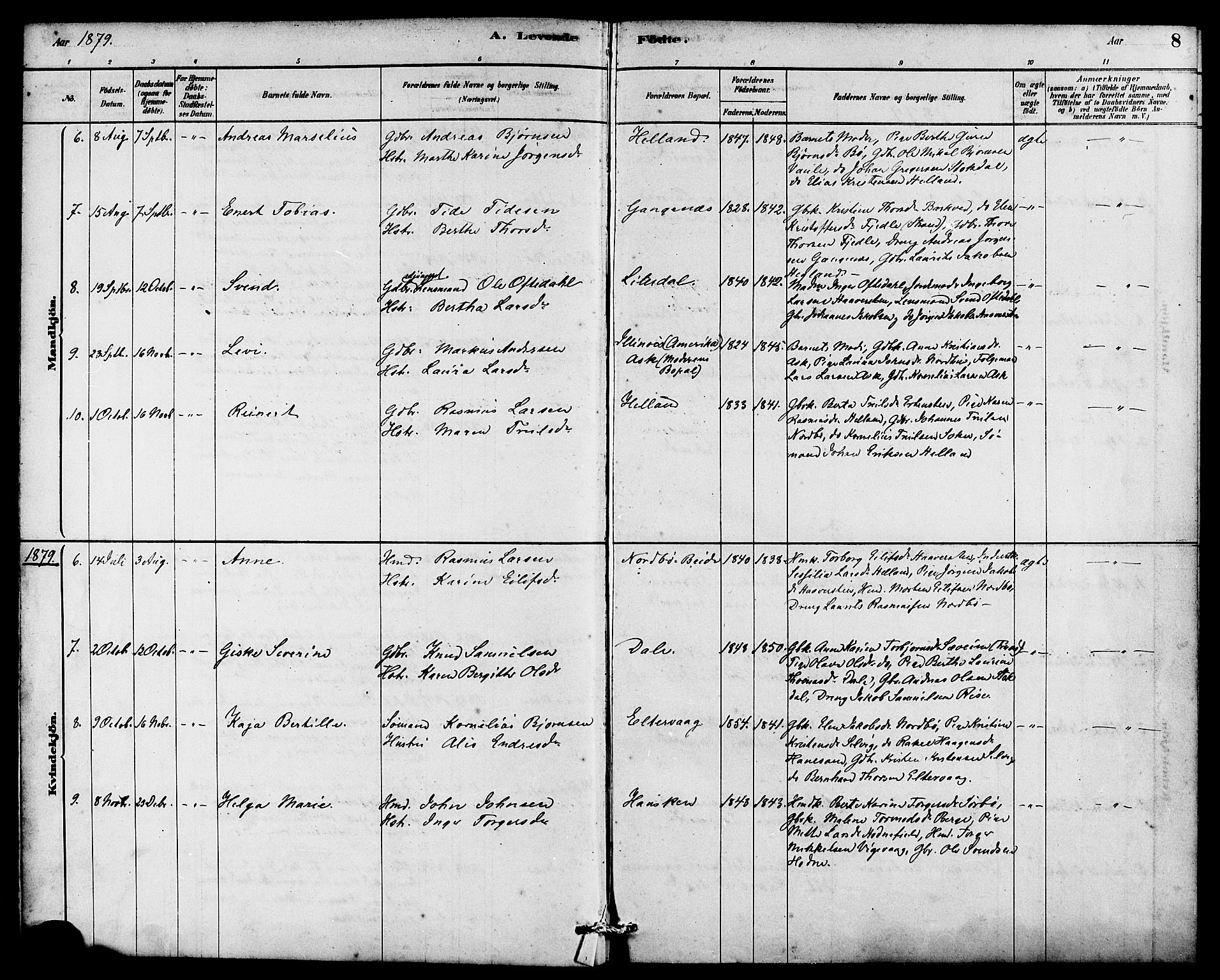 Rennesøy sokneprestkontor, AV/SAST-A -101827/H/Ha/Haa/L0007: Parish register (official) no. A 7, 1878-1884, p. 8