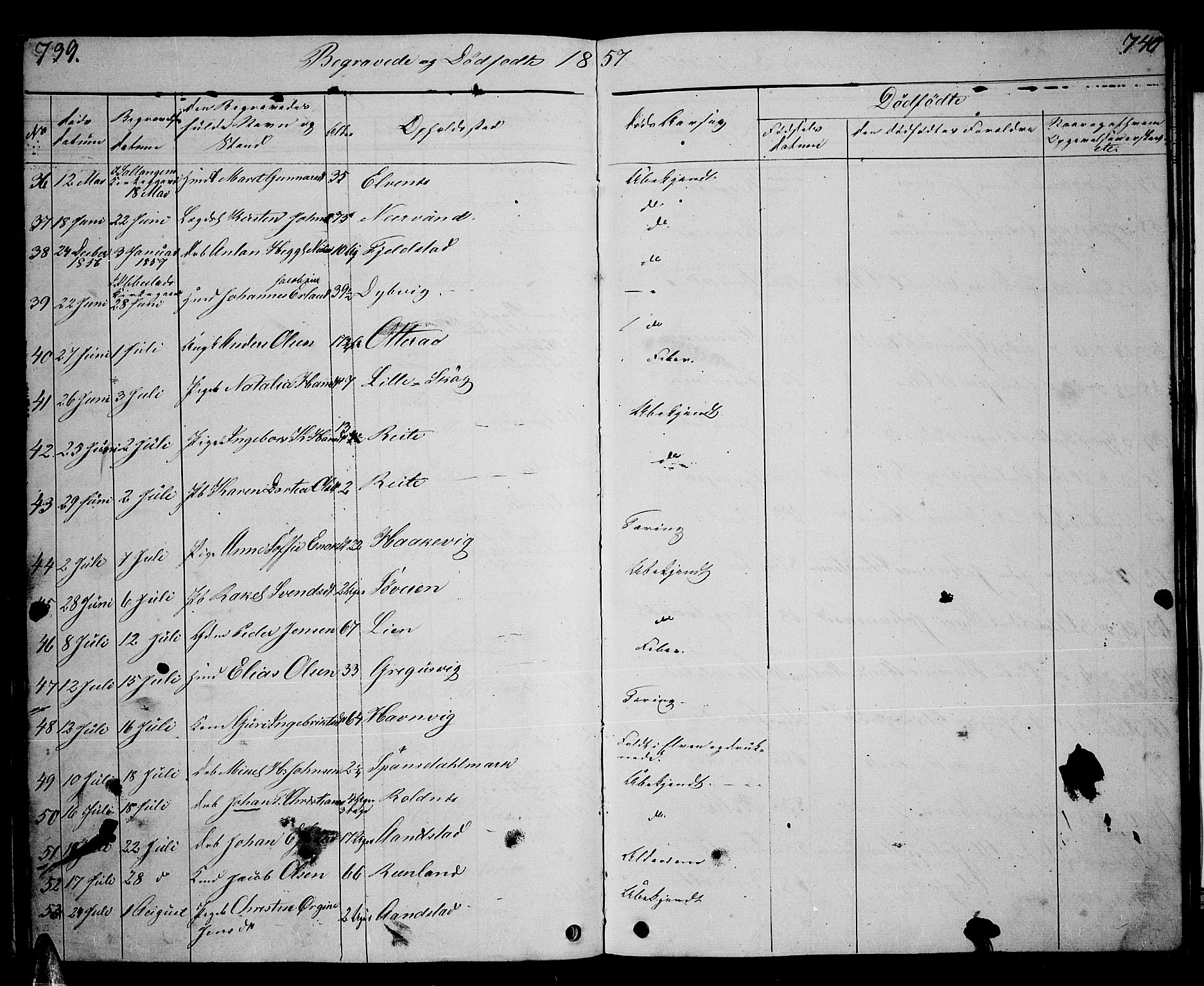 Ibestad sokneprestembete, AV/SATØ-S-0077/H/Ha/Hab/L0004klokker: Parish register (copy) no. 4, 1852-1860, p. 739-740