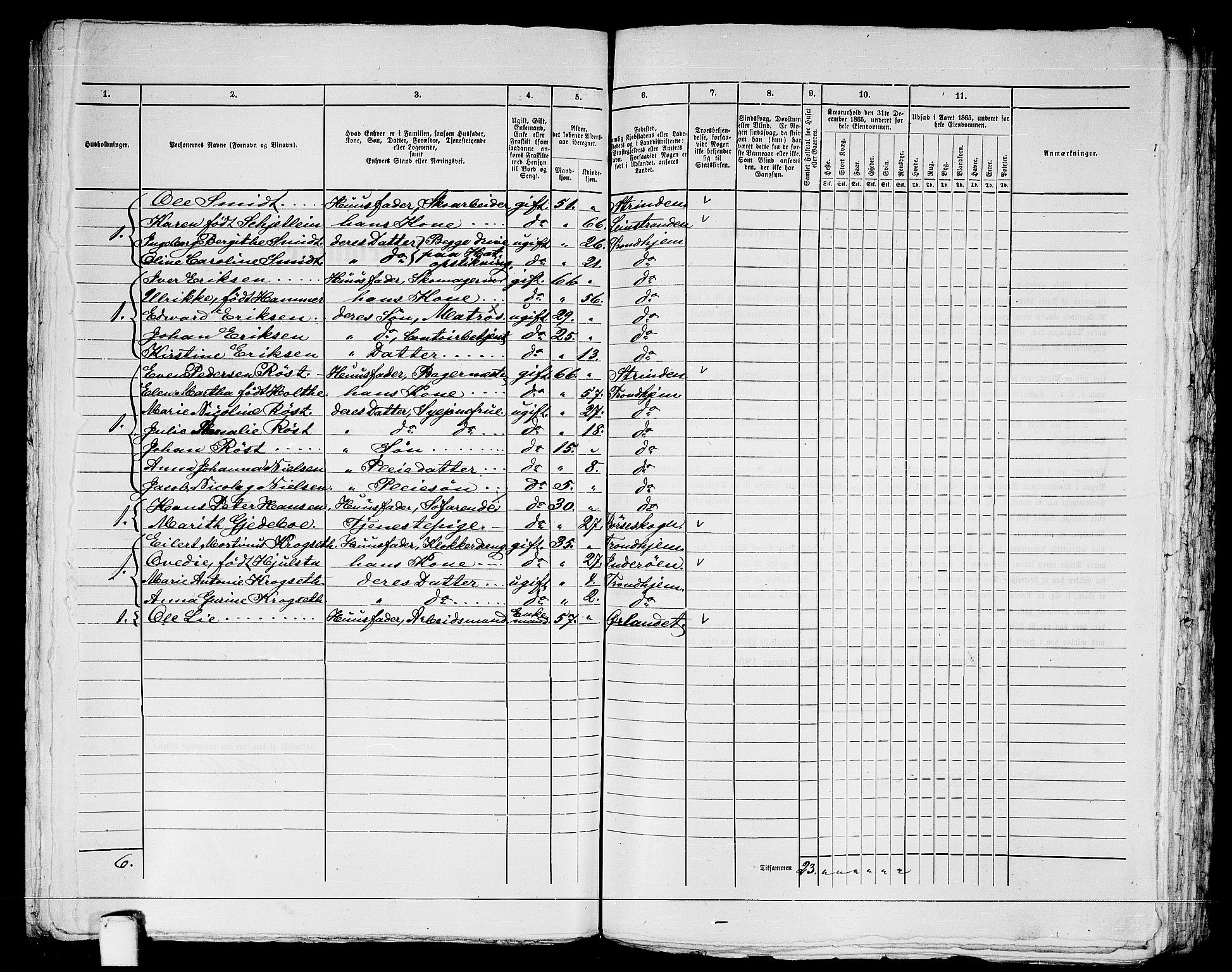 RA, 1865 census for Trondheim, 1865, p. 1282