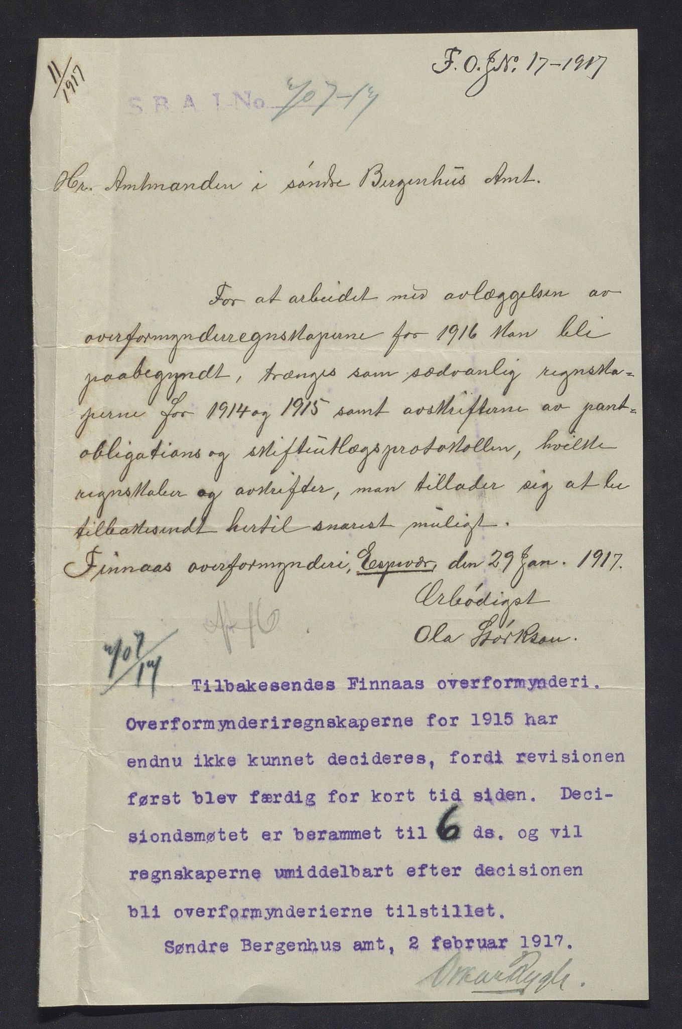 Finnaas kommune. Overformynderiet, IKAH/1218a-812/R/Ra/Raa/L0009/0001: Årlege rekneskap m/vedlegg / Årlege rekneskap m/vedlegg, 1916