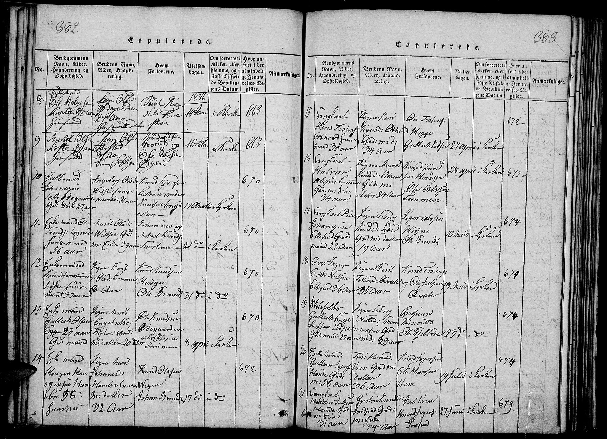 Slidre prestekontor, SAH/PREST-134/H/Ha/Haa/L0002: Parish register (official) no. 2, 1814-1830, p. 382-383