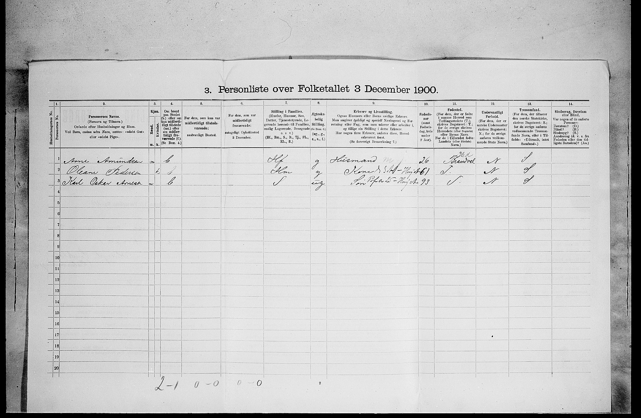 SAH, 1900 census for Grue, 1900, p. 402