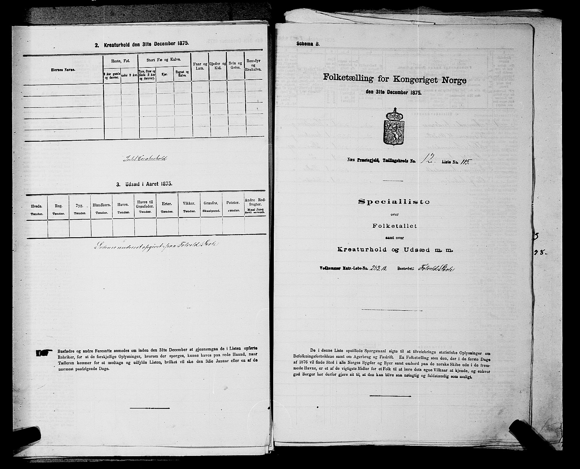 RA, 1875 census for 0236P Nes, 1875, p. 2273