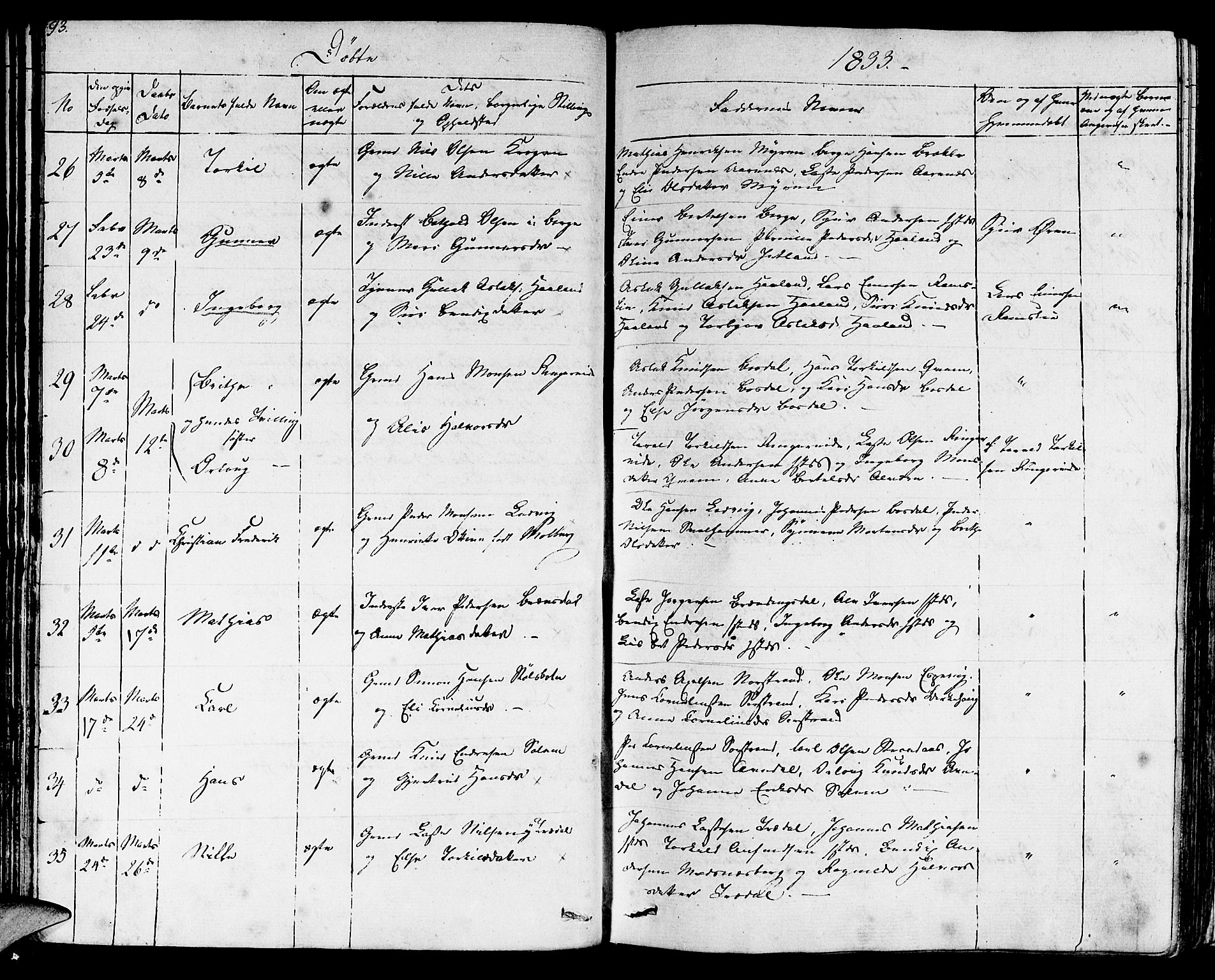 Lavik sokneprestembete, SAB/A-80901: Parish register (official) no. A 2I, 1821-1842, p. 93