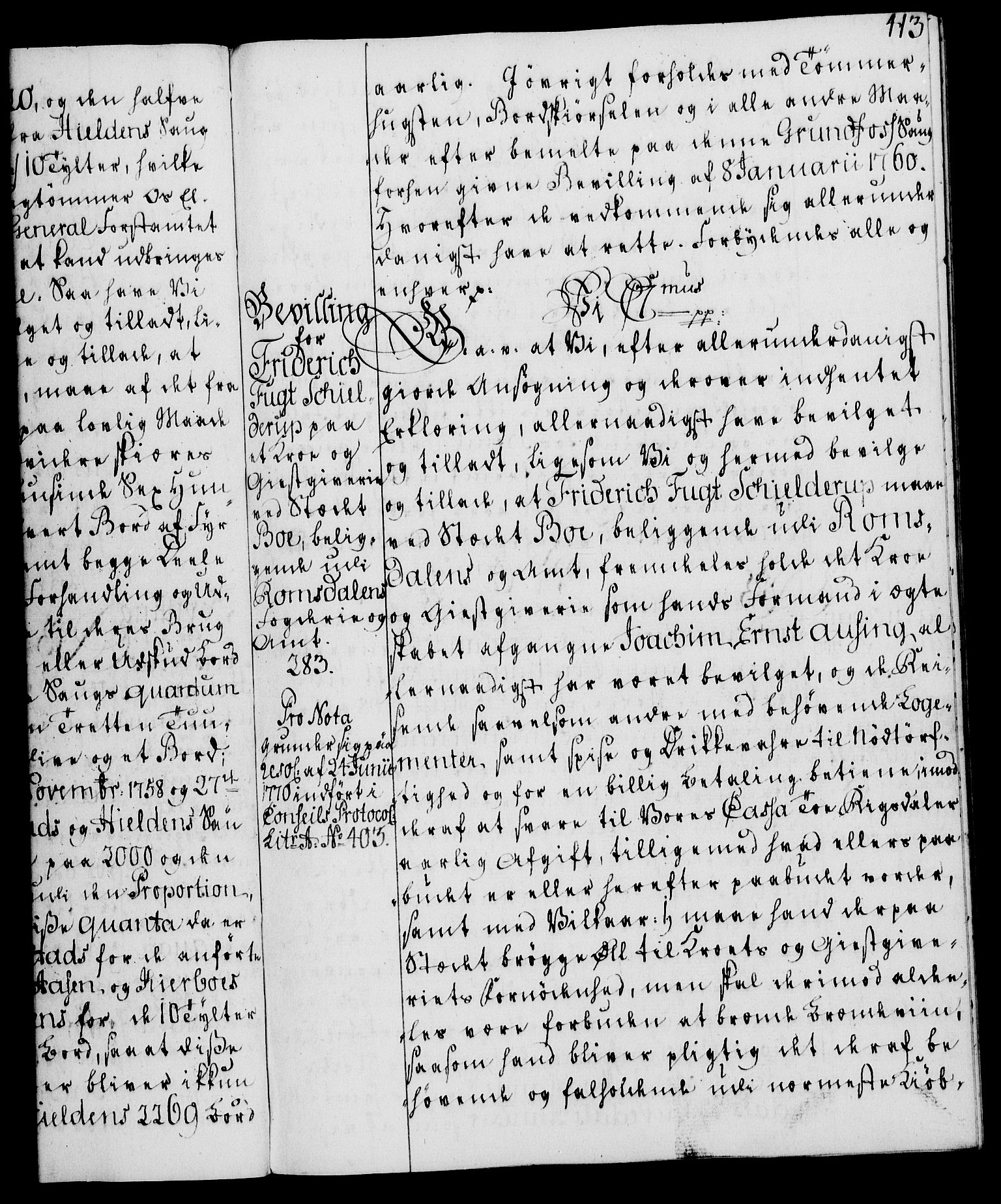 Rentekammeret, Kammerkanselliet, RA/EA-3111/G/Gg/Gga/L0008: Norsk ekspedisjonsprotokoll med register (merket RK 53.8), 1768-1771, p. 413