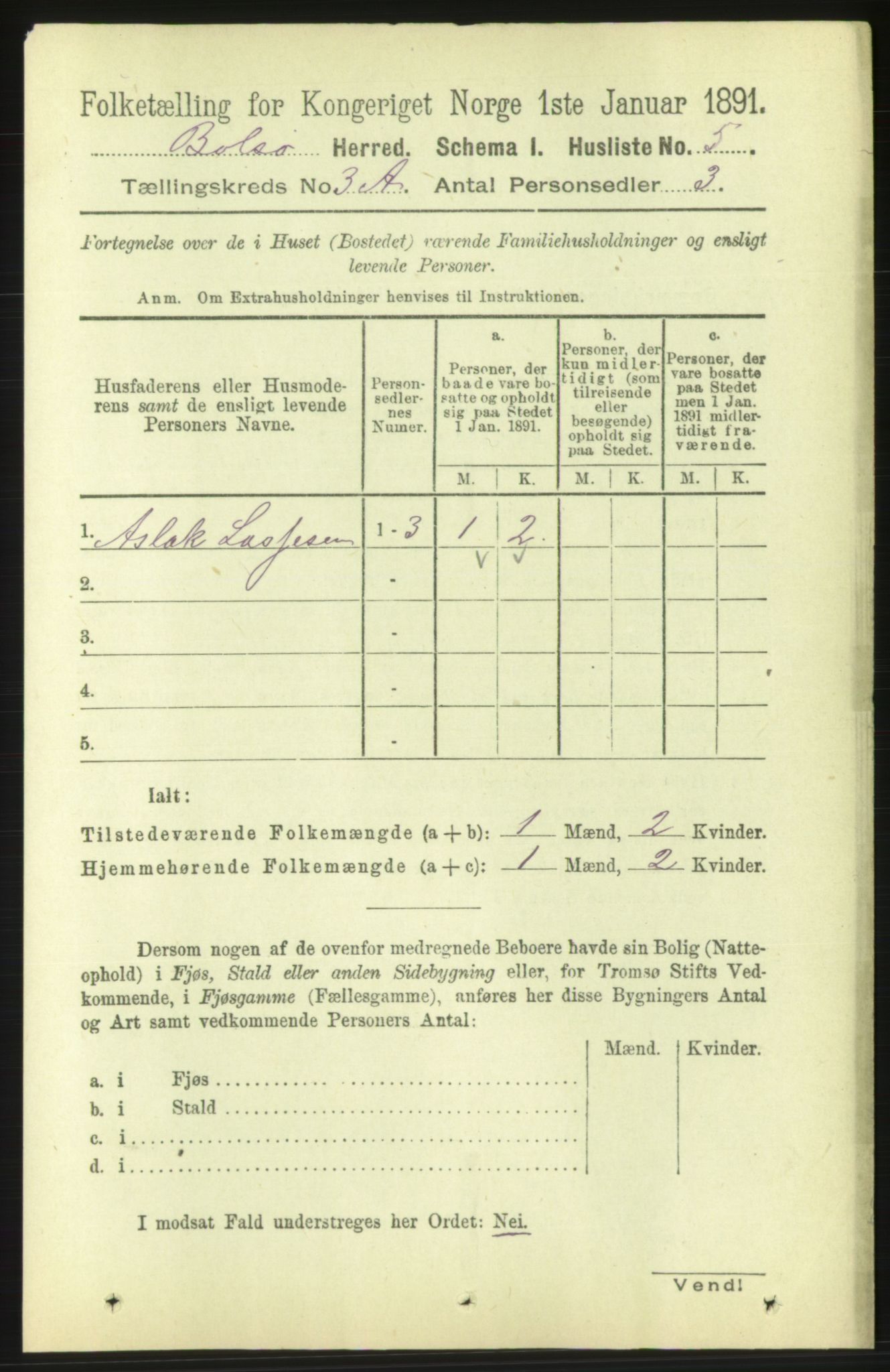 RA, 1891 census for 1544 Bolsøy, 1891, p. 1740