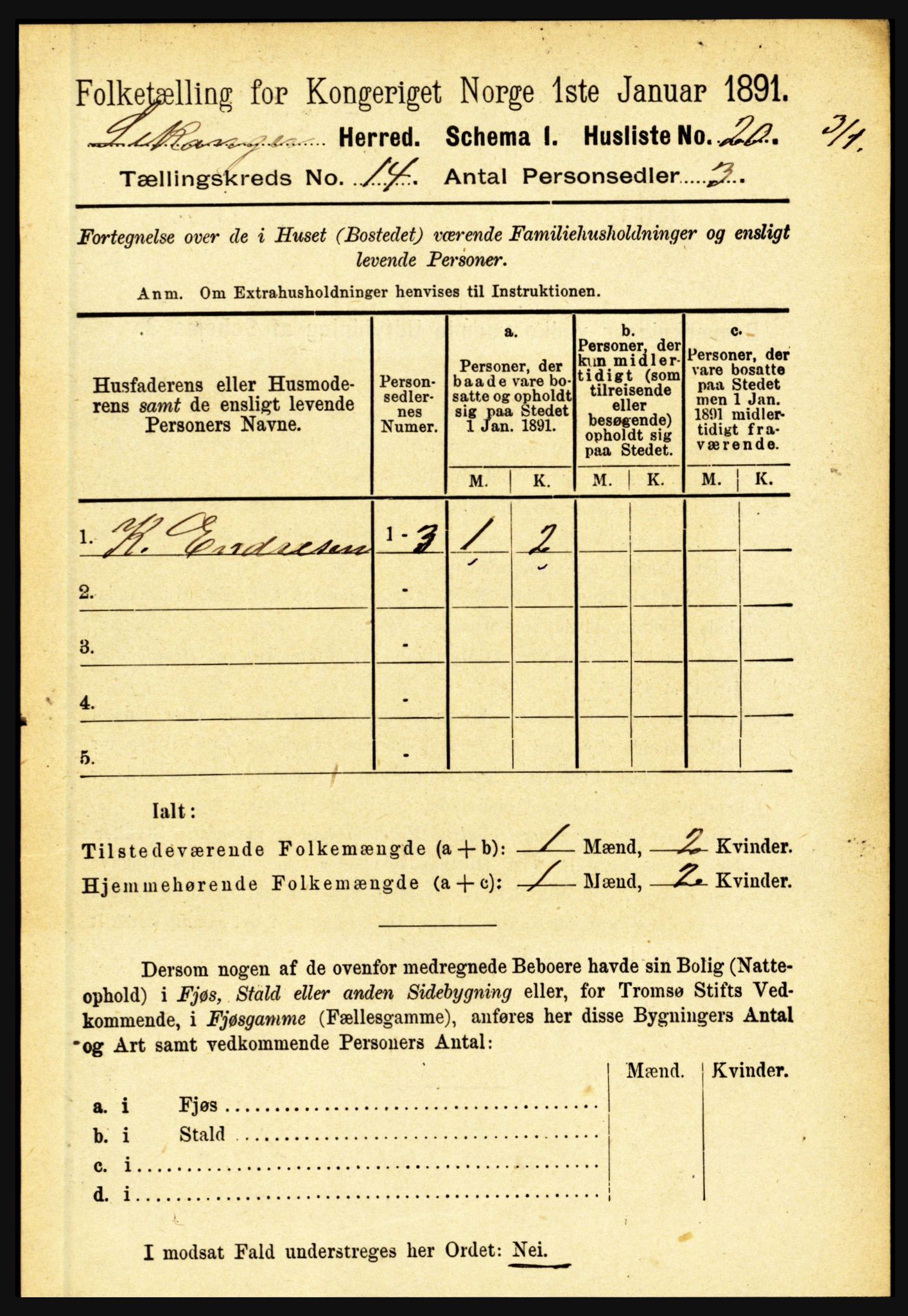 RA, 1891 census for 1419 Leikanger, 1891, p. 2711