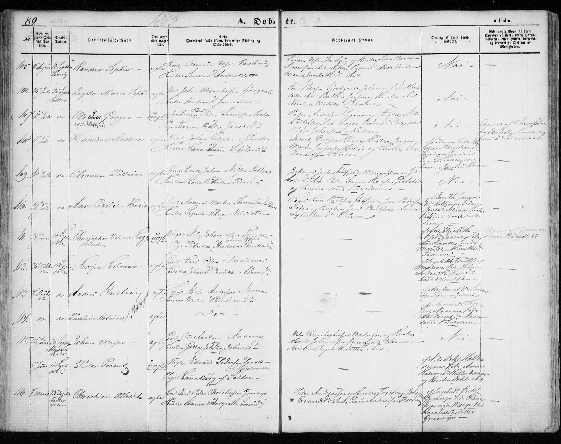 Lenvik sokneprestembete, SATØ/S-1310/H/Ha/Haa/L0007kirke: Parish register (official) no. 7, 1855-1865, p. 89