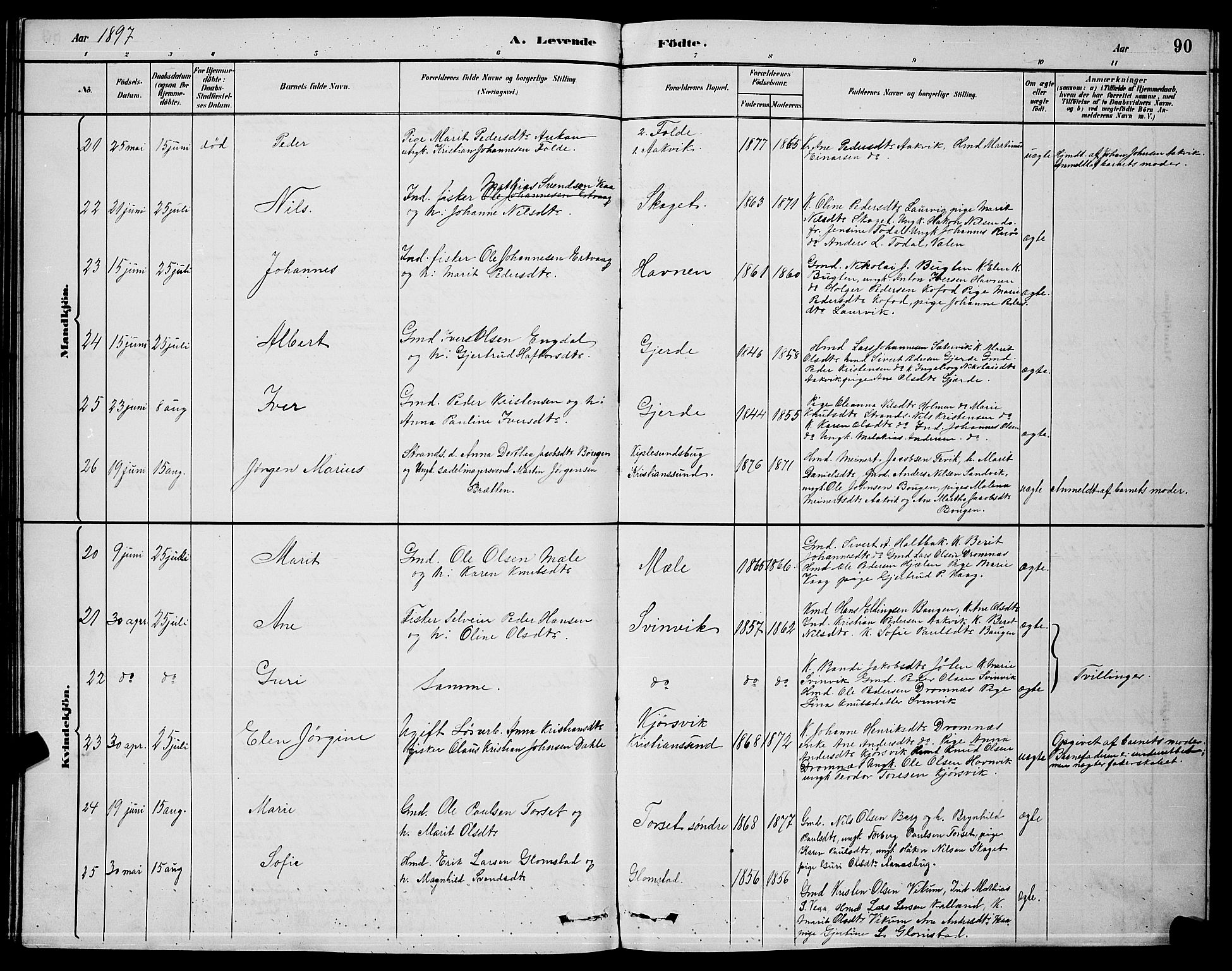 Ministerialprotokoller, klokkerbøker og fødselsregistre - Møre og Romsdal, AV/SAT-A-1454/578/L0909: Parish register (copy) no. 578C02, 1882-1900, p. 90