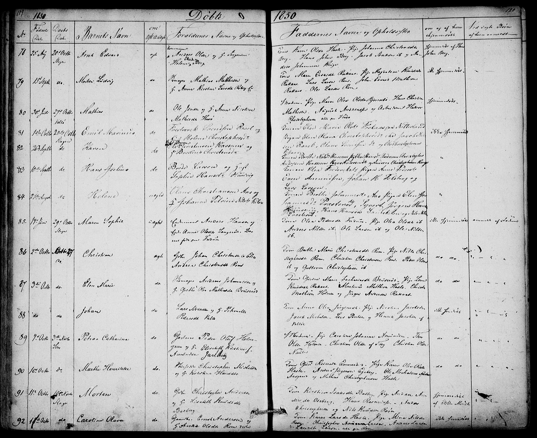 Sem kirkebøker, AV/SAKO-A-5/F/Fa/L0006: Parish register (official) no. I 6, 1843-1855, p. 119-120