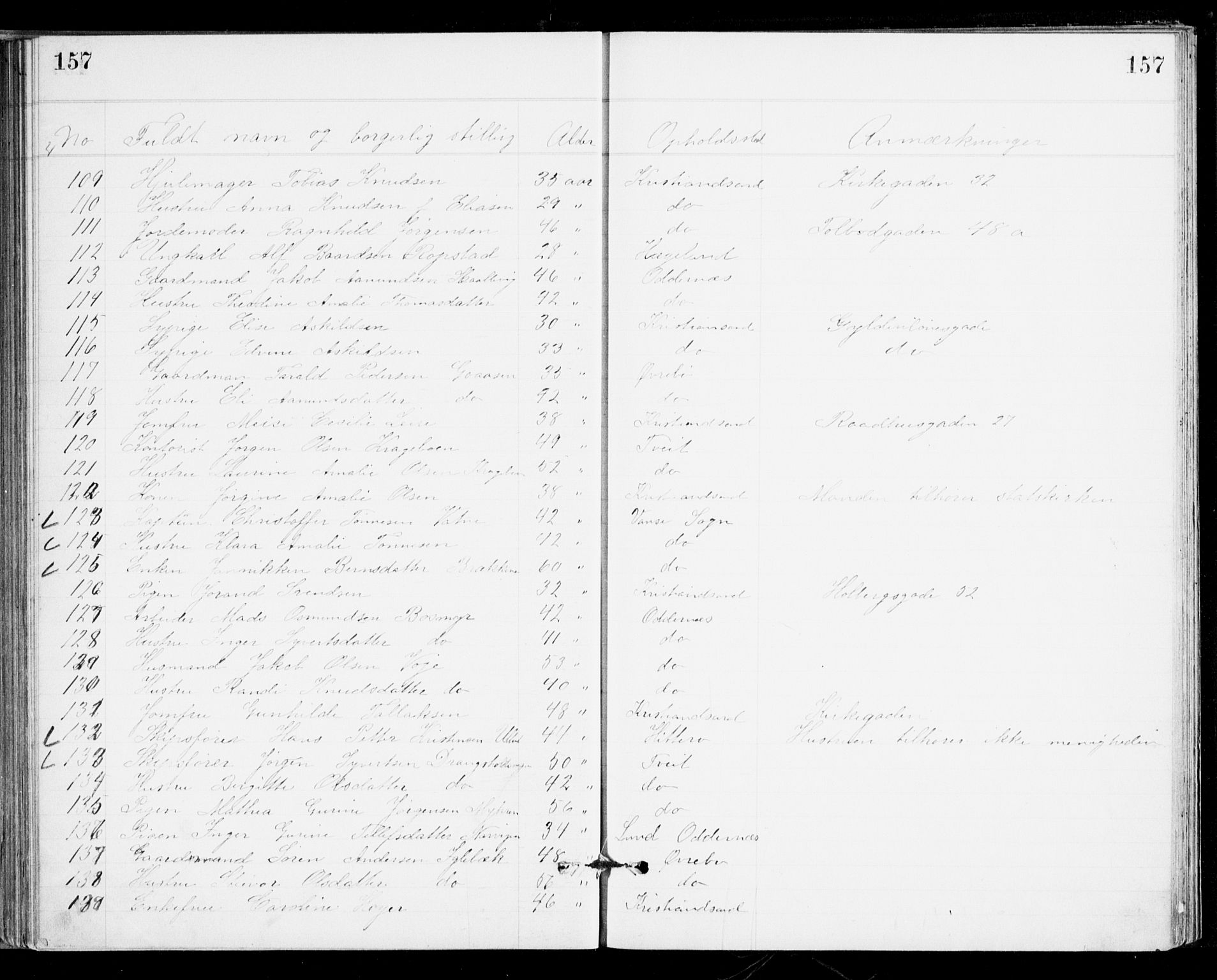 Den evangelisk-lutherske frikirke, Kristiansand, AV/SAK-1292-0017/F/Fa/L0002: Dissenter register no. F 10, 1889-1892, p. 157