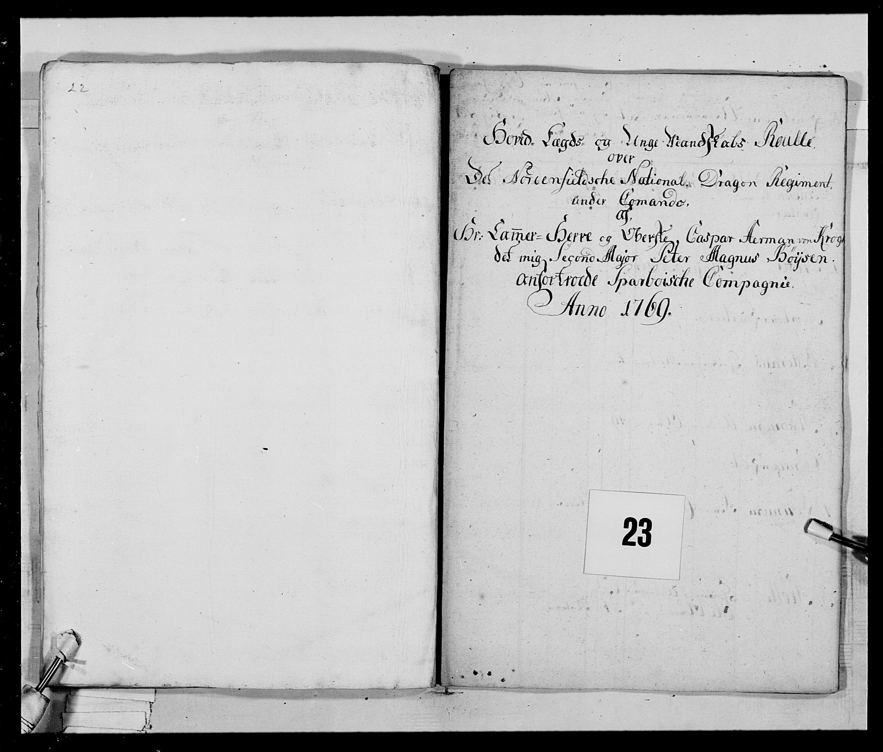 Generalitets- og kommissariatskollegiet, Det kongelige norske kommissariatskollegium, AV/RA-EA-5420/E/Eh/L0019: Nordafjelske dragonregiment, 1761-1769, p. 191