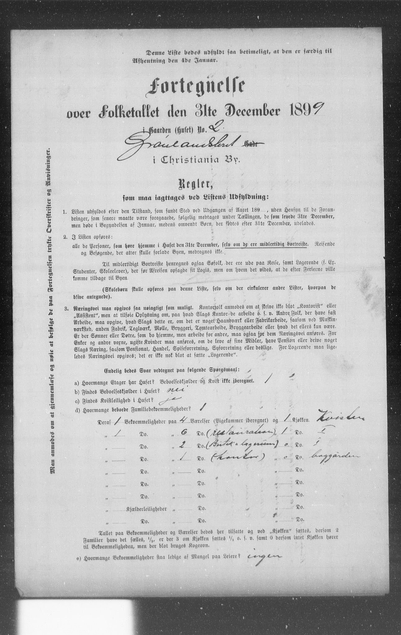 OBA, Municipal Census 1899 for Kristiania, 1899, p. 4216