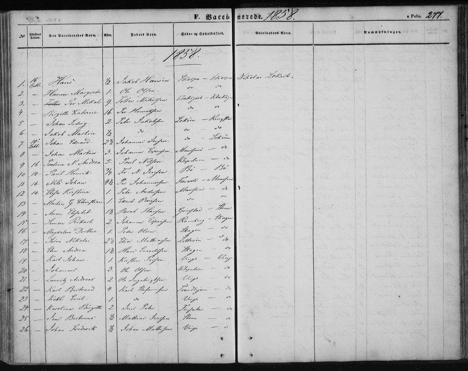 Ministerialprotokoller, klokkerbøker og fødselsregistre - Nordland, SAT/A-1459/891/L1300: Parish register (official) no. 891A05, 1856-1870, p. 277