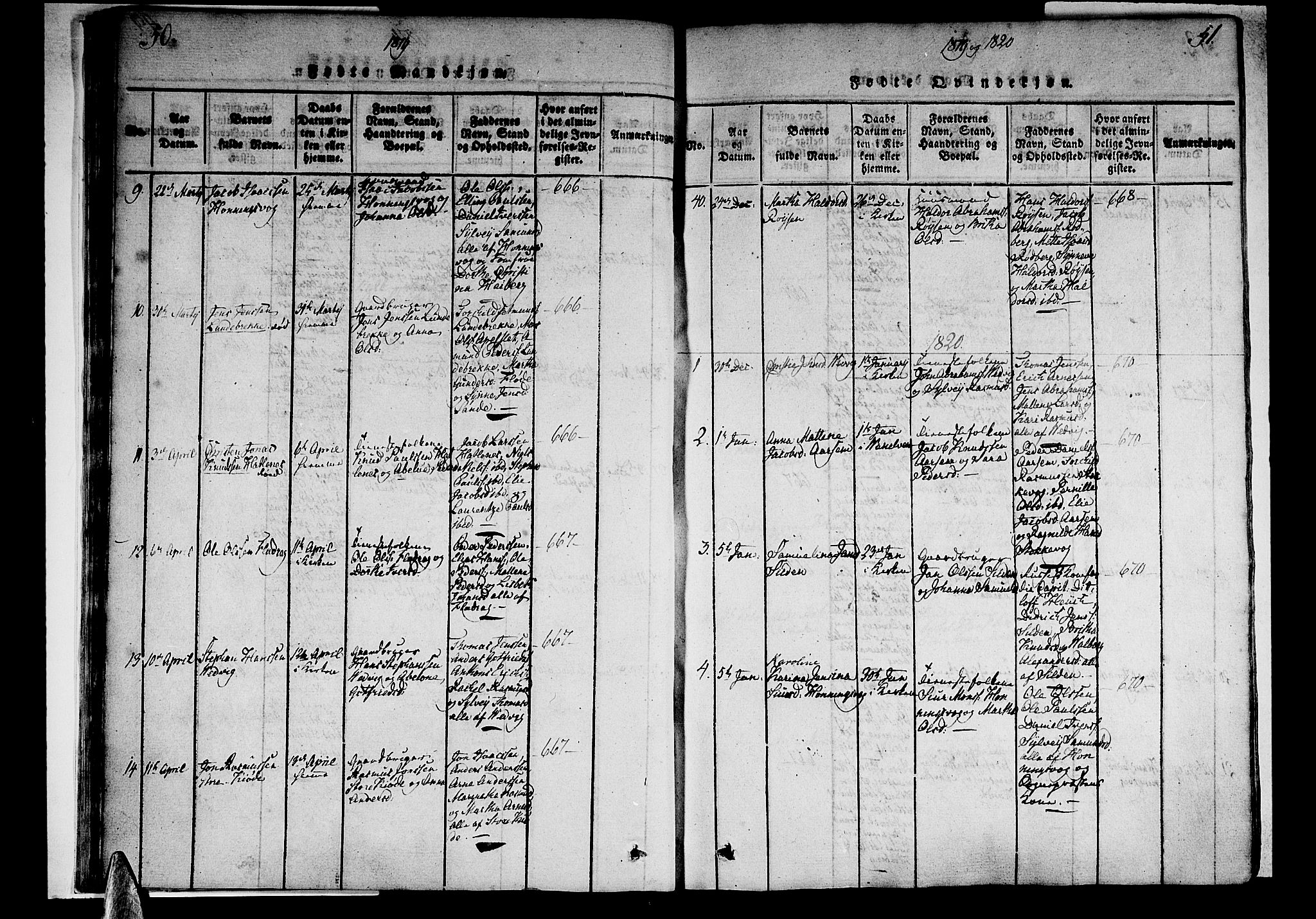 Selje sokneprestembete, SAB/A-99938/H/Ha/Haa/Haaa: Parish register (official) no. A 8, 1816-1828, p. 50-51