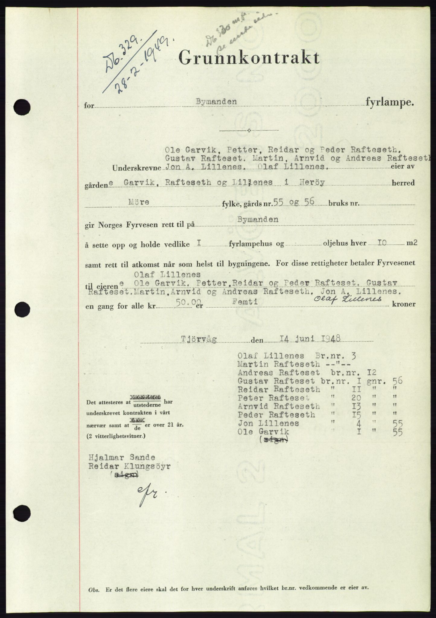 Søre Sunnmøre sorenskriveri, AV/SAT-A-4122/1/2/2C/L0084: Mortgage book no. 10A, 1949-1949, Diary no: : 329/1949