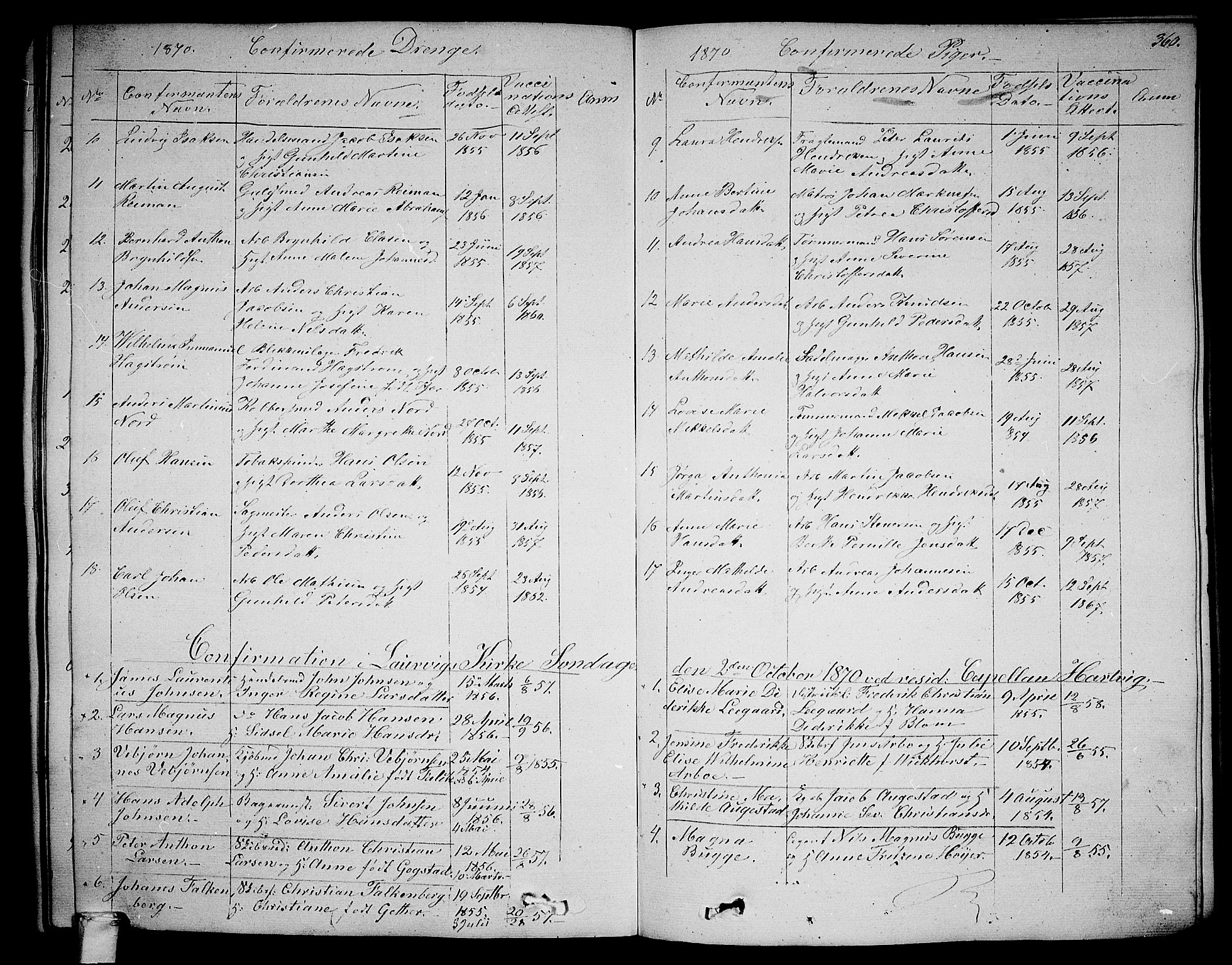 Larvik kirkebøker, SAKO/A-352/G/Ga/L0003b: Parish register (copy) no. I 3B, 1830-1870, p. 360