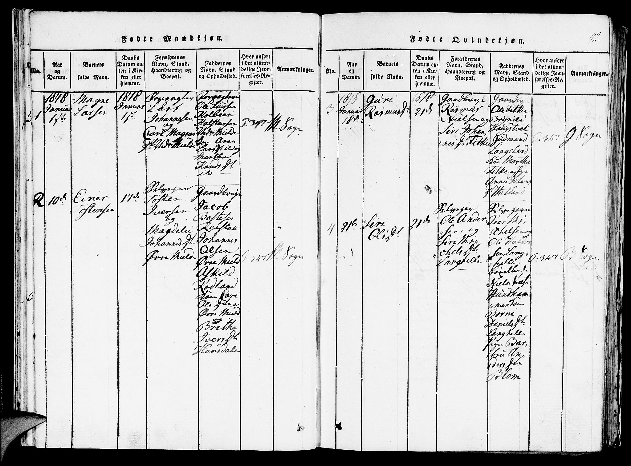 Haus sokneprestembete, AV/SAB-A-75601/H/Haa: Parish register (official) no. A 12, 1816-1821, p. 42