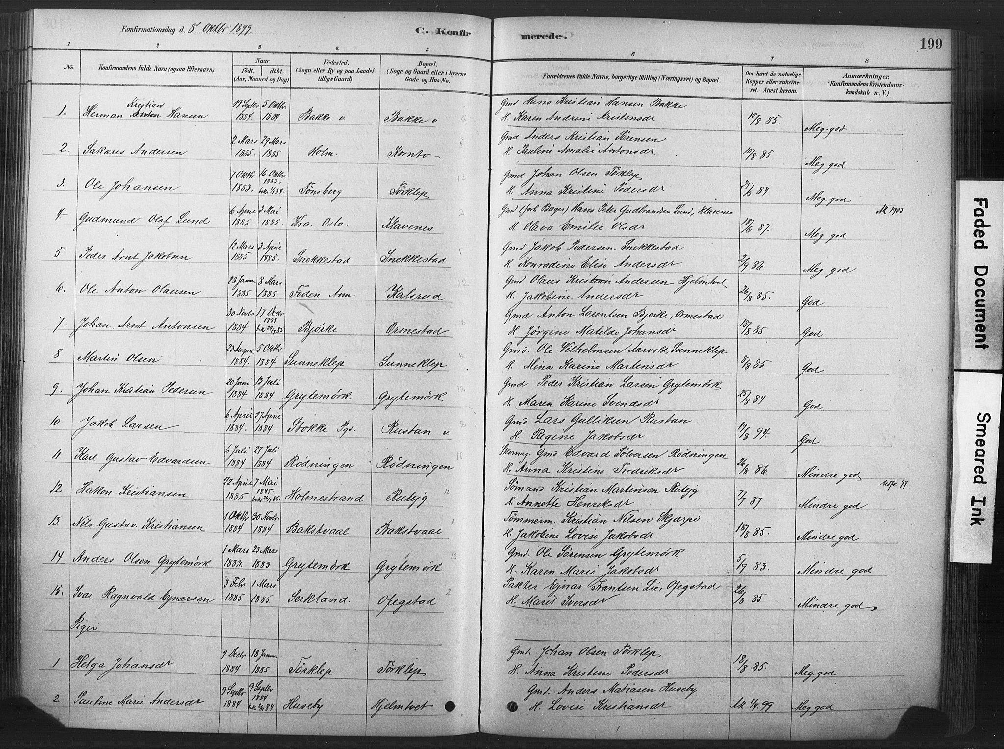 Våle kirkebøker, AV/SAKO-A-334/F/Fa/L0011: Parish register (official) no. I 11, 1878-1906, p. 199