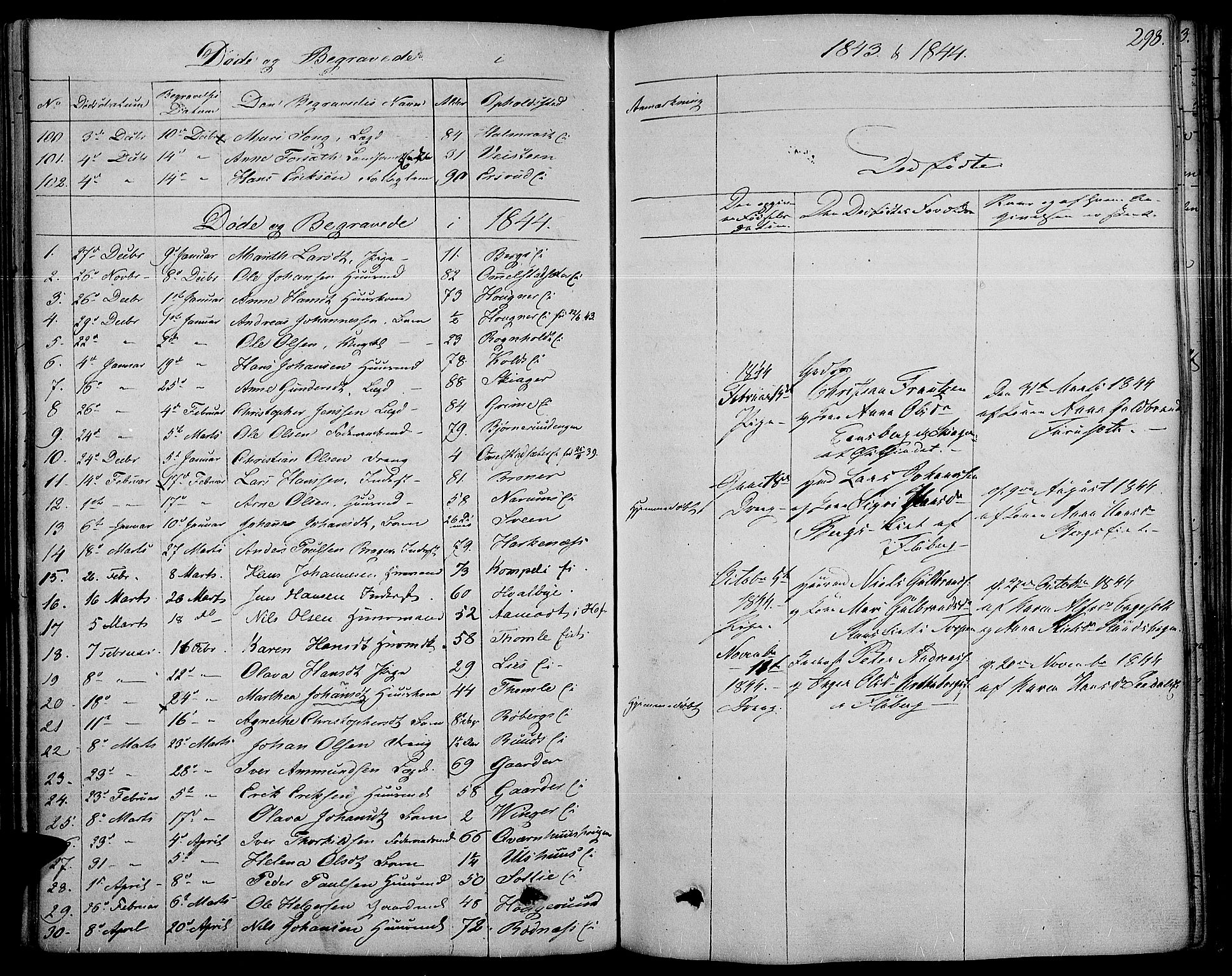 Land prestekontor, SAH/PREST-120/H/Ha/Haa/L0008: Parish register (official) no. 8, 1830-1846, p. 298
