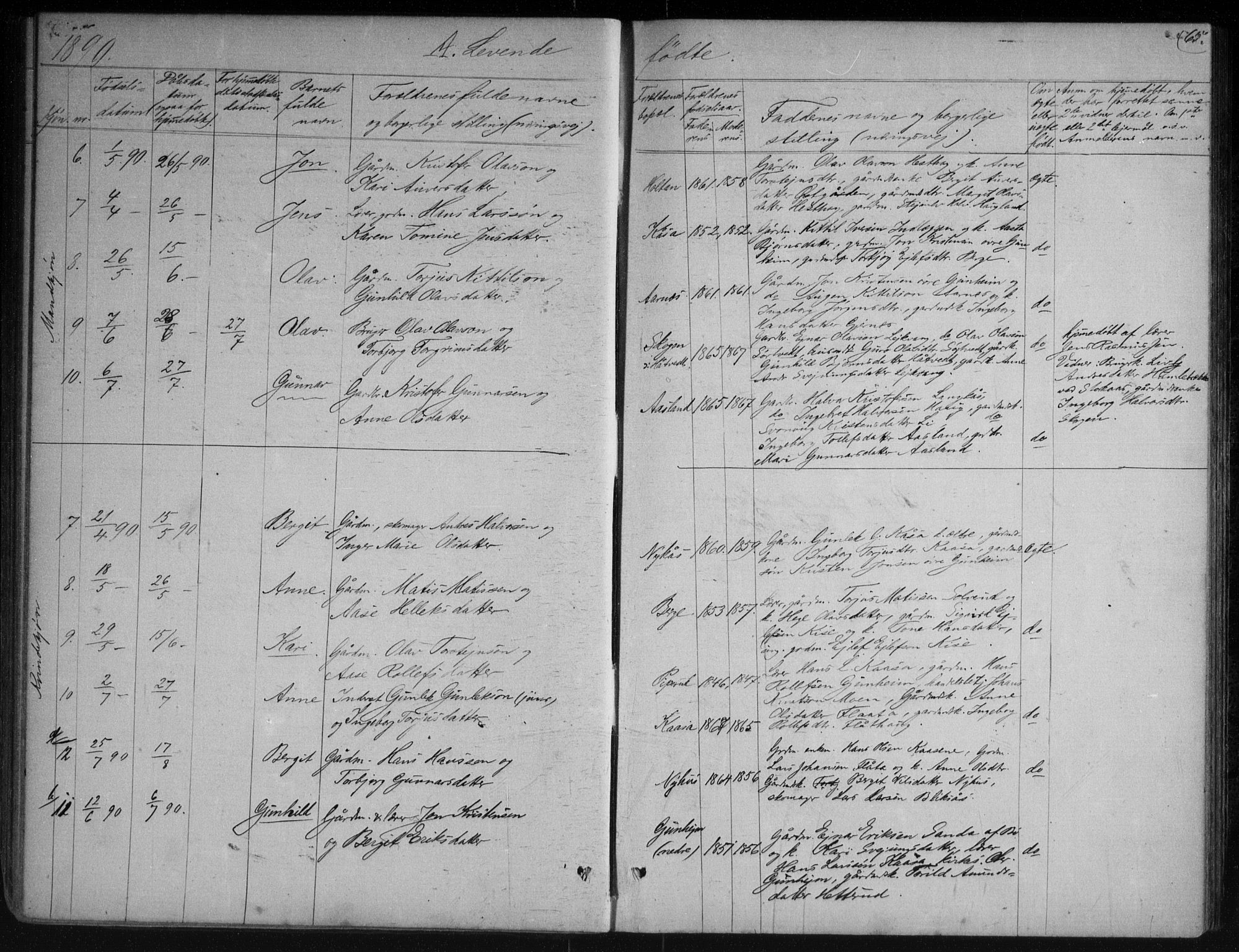Sauherad kirkebøker, AV/SAKO-A-298/G/Gb/L0002: Parish register (copy) no. II 2, 1866-1897, p. 65