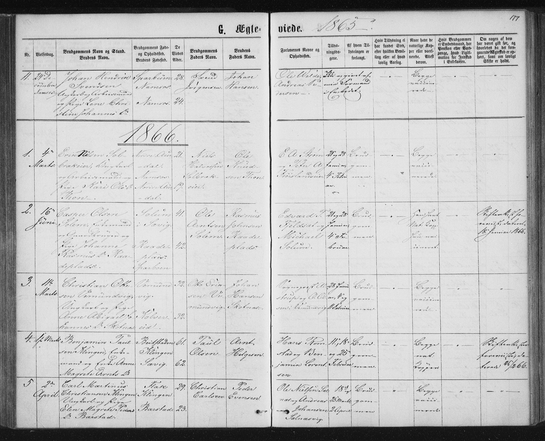 Ministerialprotokoller, klokkerbøker og fødselsregistre - Nord-Trøndelag, SAT/A-1458/768/L0570: Parish register (official) no. 768A05, 1865-1874, p. 177