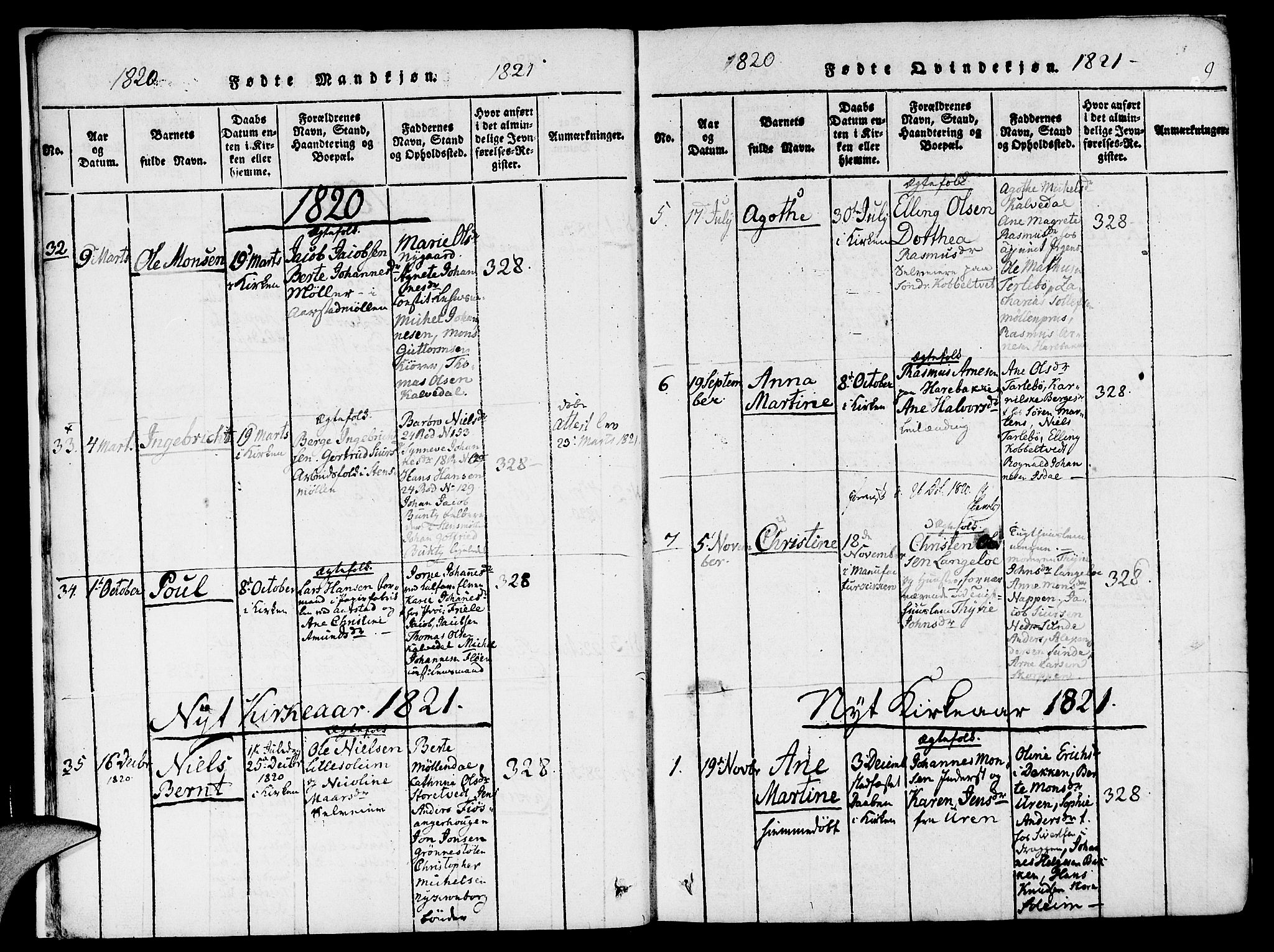 St. Jørgens hospital og Årstad sokneprestembete, SAB/A-99934: Parish register (official) no. A 3, 1815-1843, p. 9