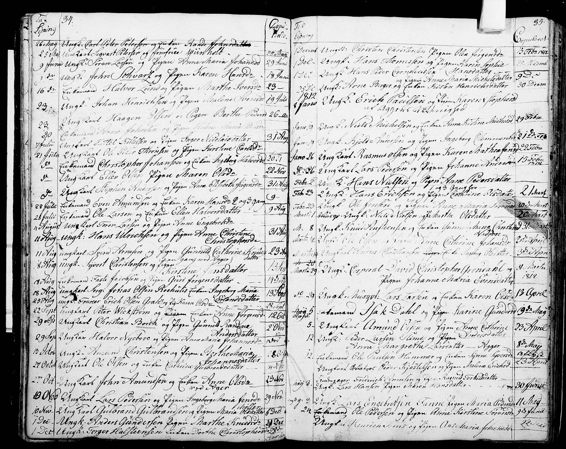 Garnisonsmenigheten Kirkebøker, SAO/A-10846/G/Ga/L0001: Parish register (copy) no. 1, 1796-1814, p. 34-35