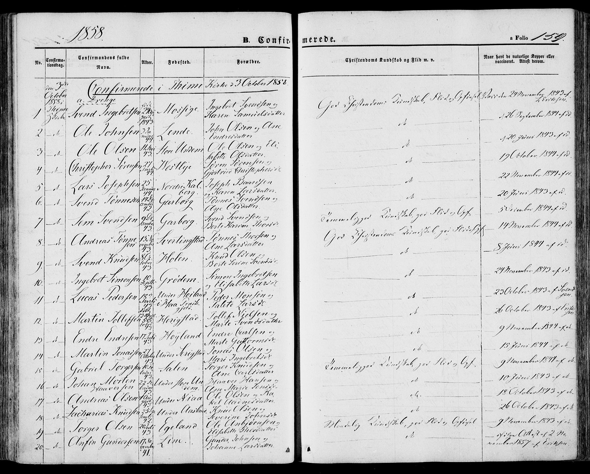 Lye sokneprestkontor, SAST/A-101794/001/30BA/L0007: Parish register (official) no. A 6, 1856-1871, p. 159