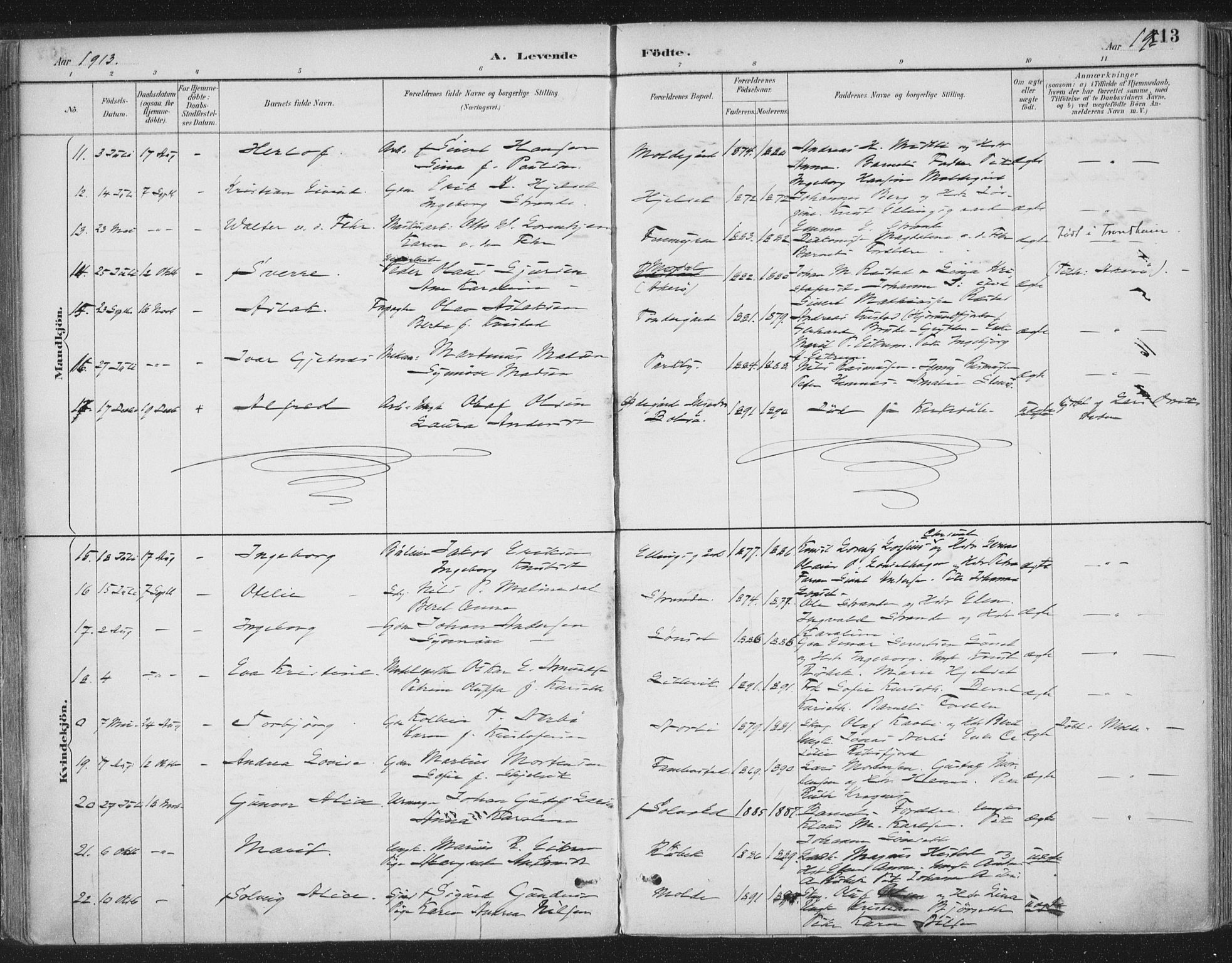 Ministerialprotokoller, klokkerbøker og fødselsregistre - Møre og Romsdal, AV/SAT-A-1454/555/L0658: Parish register (official) no. 555A09, 1887-1917, p. 113