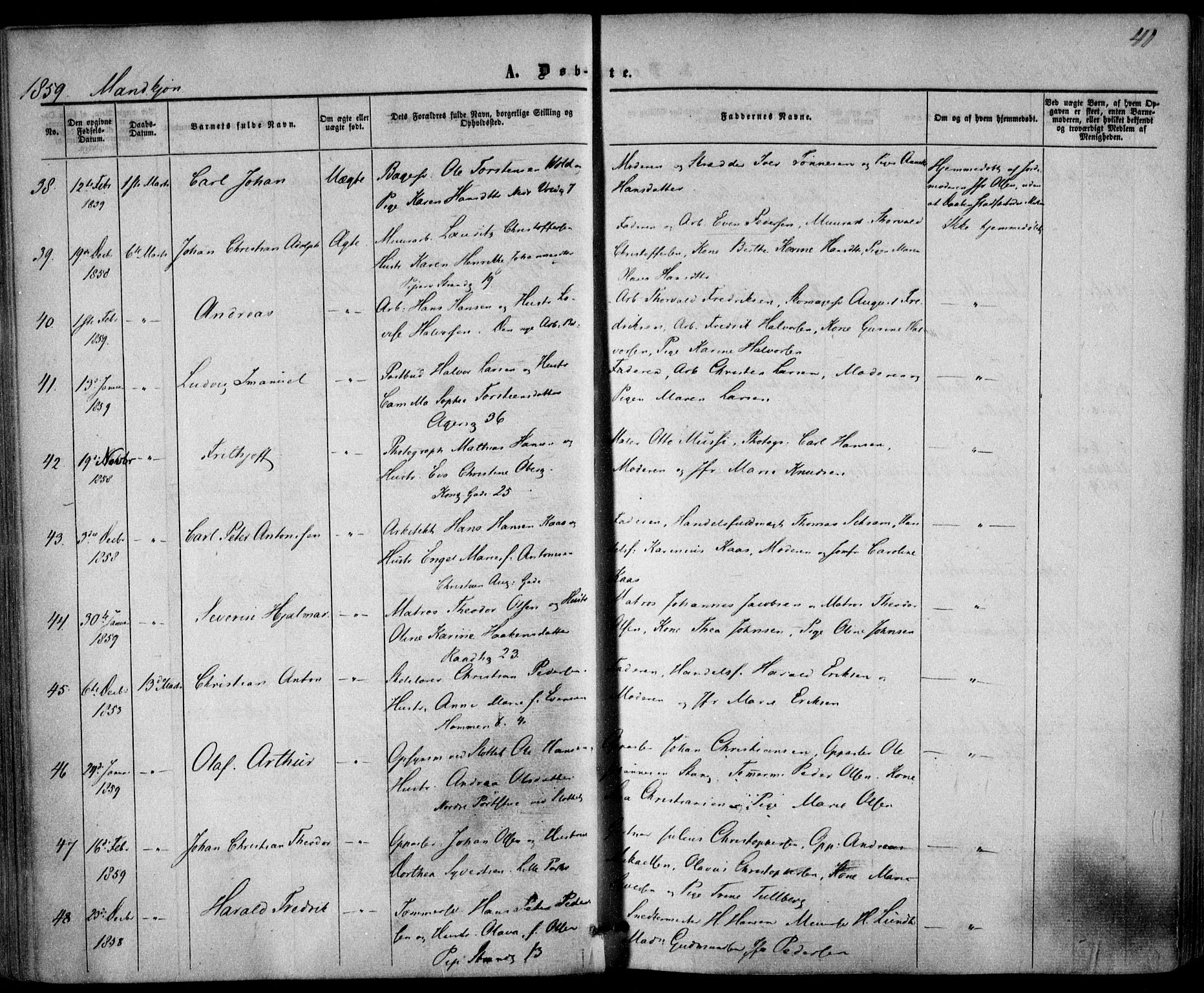 Trefoldighet prestekontor Kirkebøker, SAO/A-10882/F/Fa/L0001: Parish register (official) no. I 1, 1858-1863, p. 41