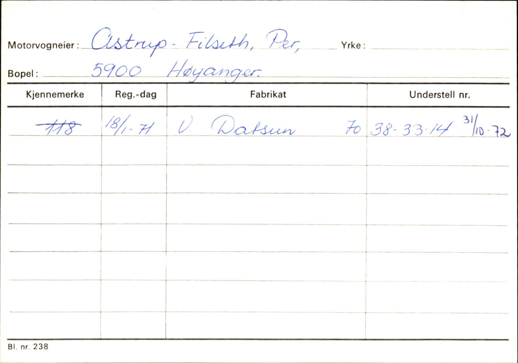 Statens vegvesen, Sogn og Fjordane vegkontor, AV/SAB-A-5301/4/F/L0130: Eigarregister Eid T-Å. Høyanger A-O, 1945-1975, p. 407