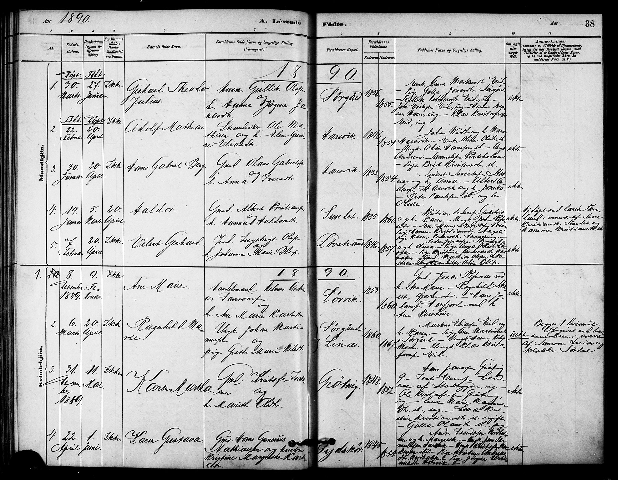 Ministerialprotokoller, klokkerbøker og fødselsregistre - Sør-Trøndelag, SAT/A-1456/656/L0692: Parish register (official) no. 656A01, 1879-1893, p. 38
