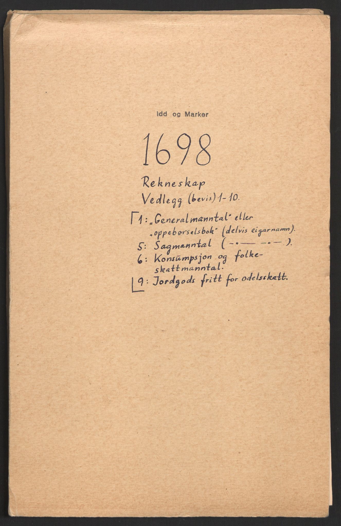 Rentekammeret inntil 1814, Reviderte regnskaper, Fogderegnskap, AV/RA-EA-4092/R01/L0013: Fogderegnskap Idd og Marker, 1696-1698, p. 275
