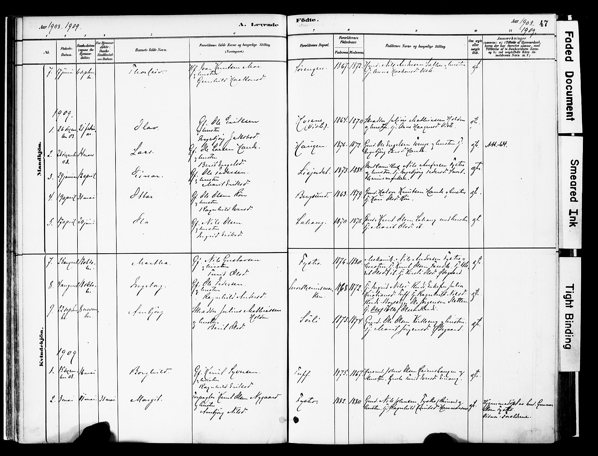 Vestre Slidre prestekontor, AV/SAH-PREST-136/H/Ha/Haa/L0006: Parish register (official) no. 6, 1881-1912, p. 47