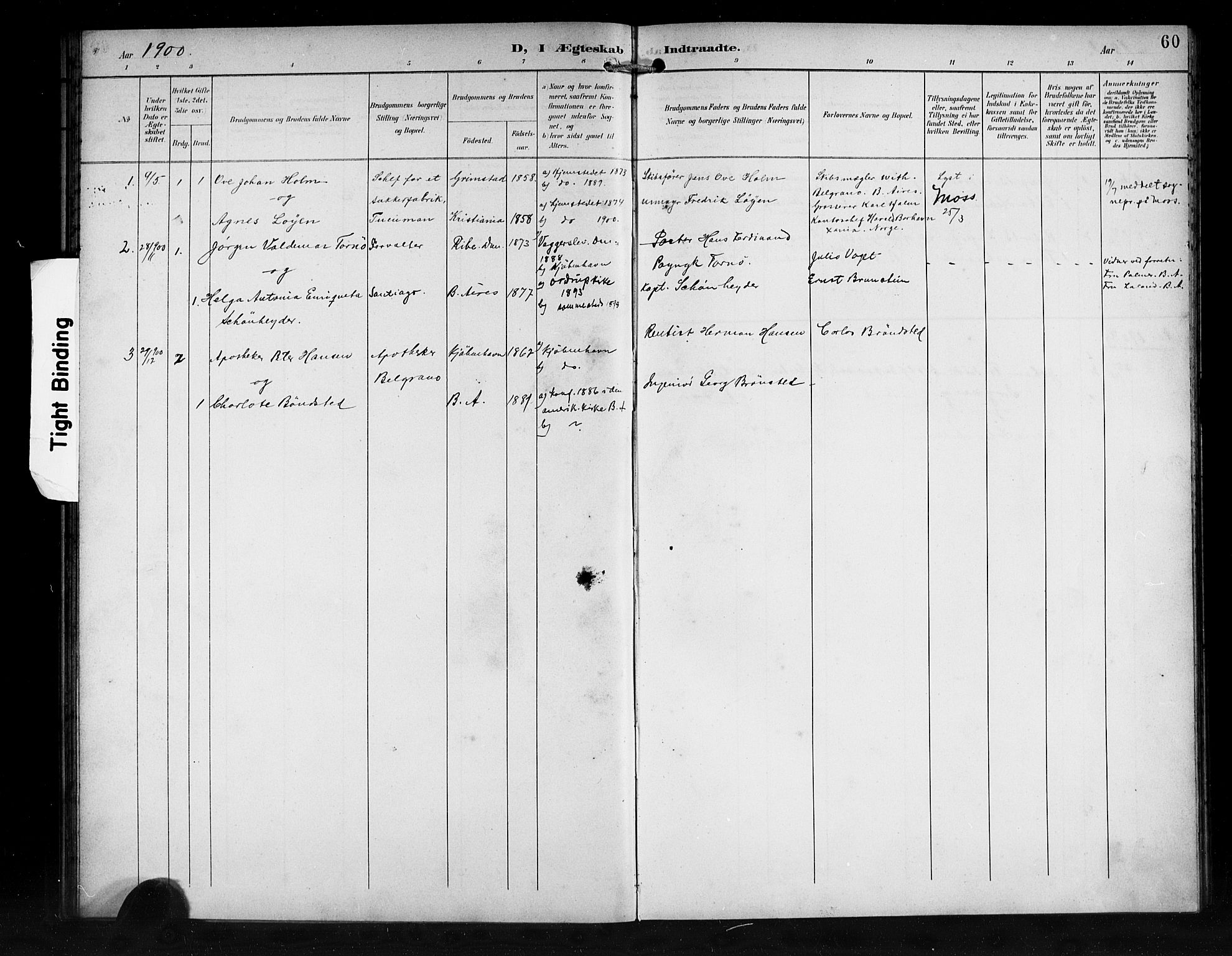 Den norske sjømannsmisjon i utlandet/Syd-Amerika (Buenos Aires m.fl.), SAB/SAB/PA-0118/H/Ha/L0002: Parish register (official) no. A 2, 1899-1919, p. 60